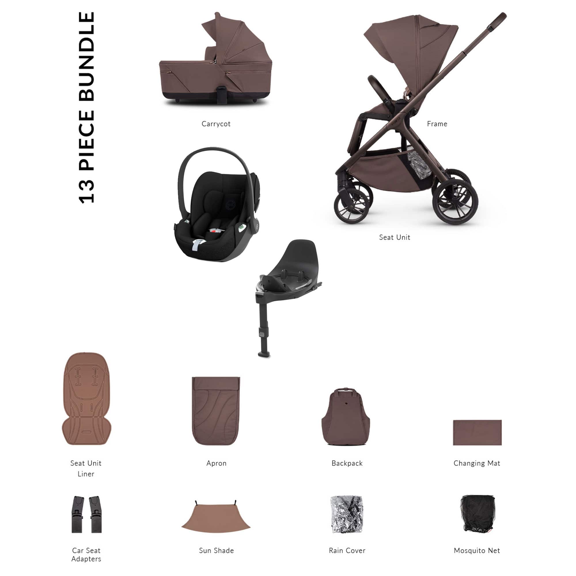 Venicci Tila Cybex Luxury Bundle in Noce Travel Systems 22775-NOI 5905261337252
