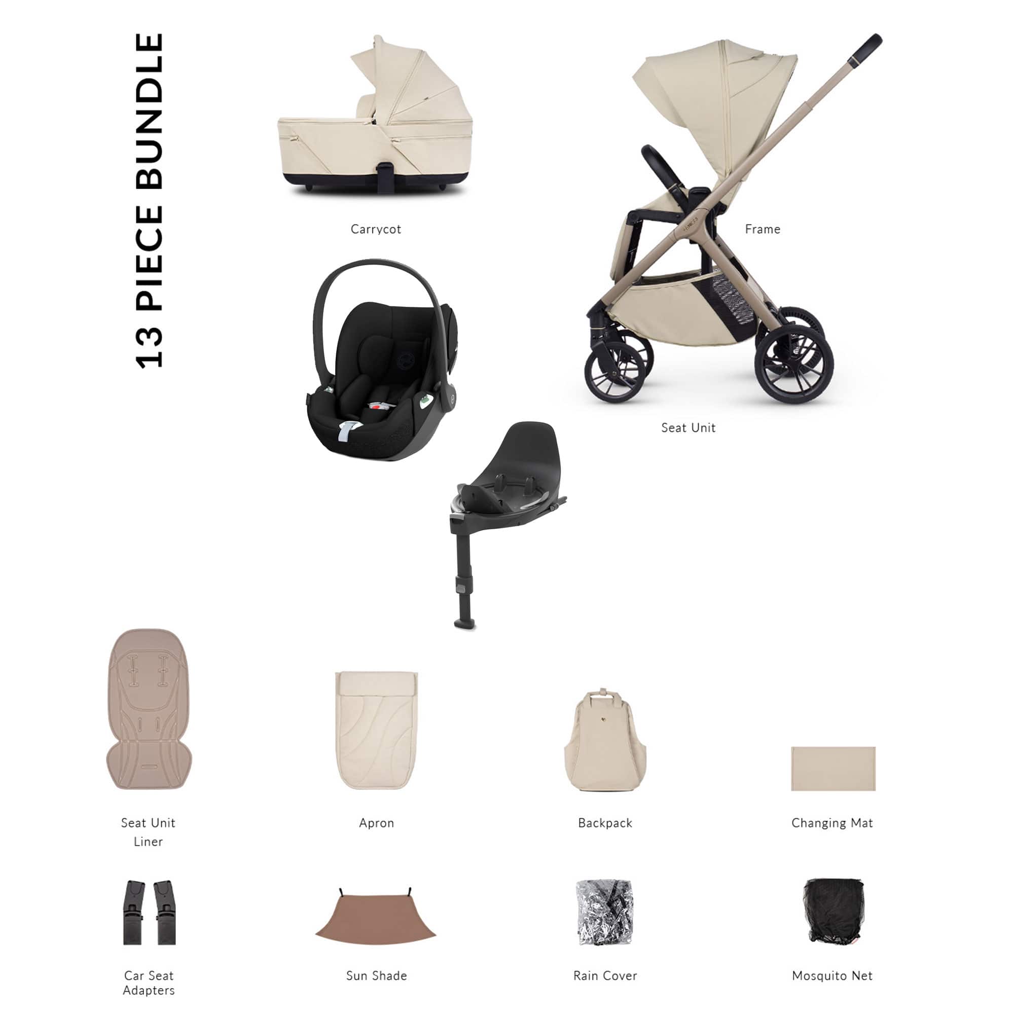 Venicci Tila Cybex Luxury Bundle in Sabbia Travel Systems 22775-SAB 5905261337269
