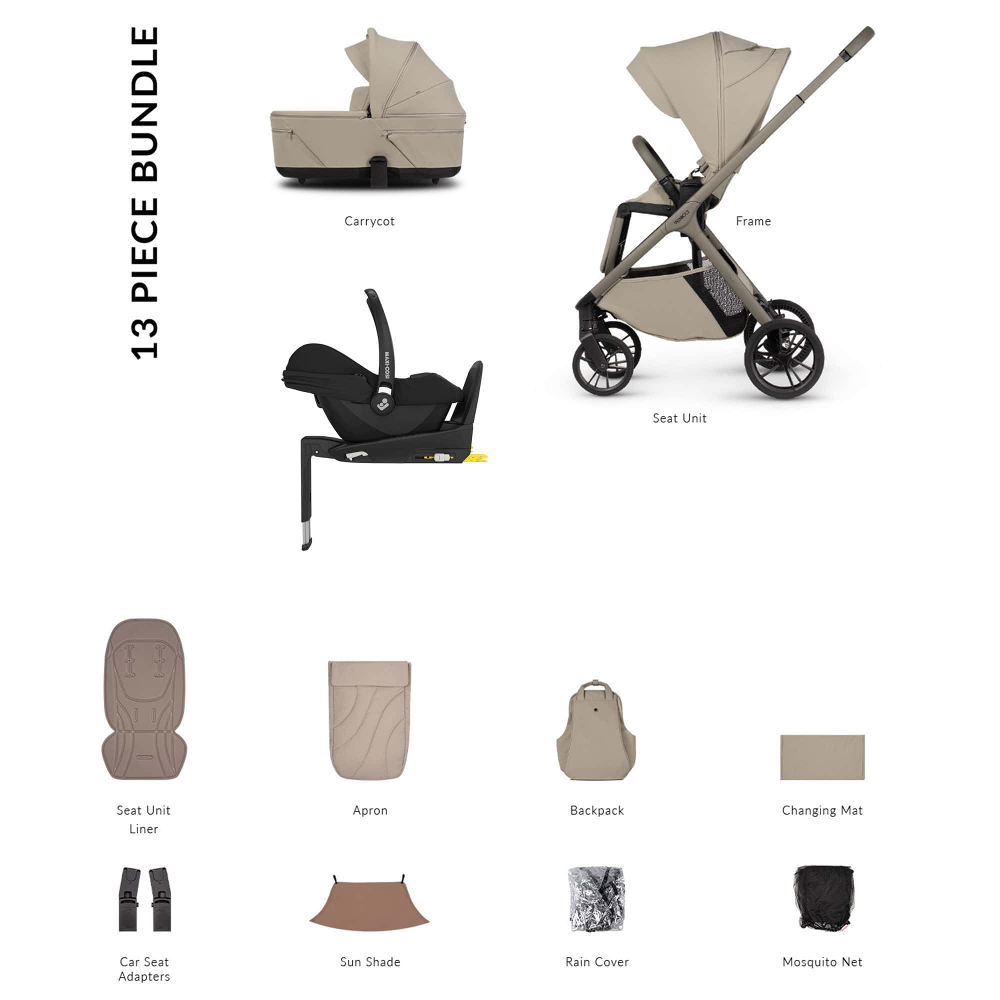 Venicci Tila Maxi-Cosi Luxury Bundle in Latte Travel Systems 22779-LAT 5905261337276