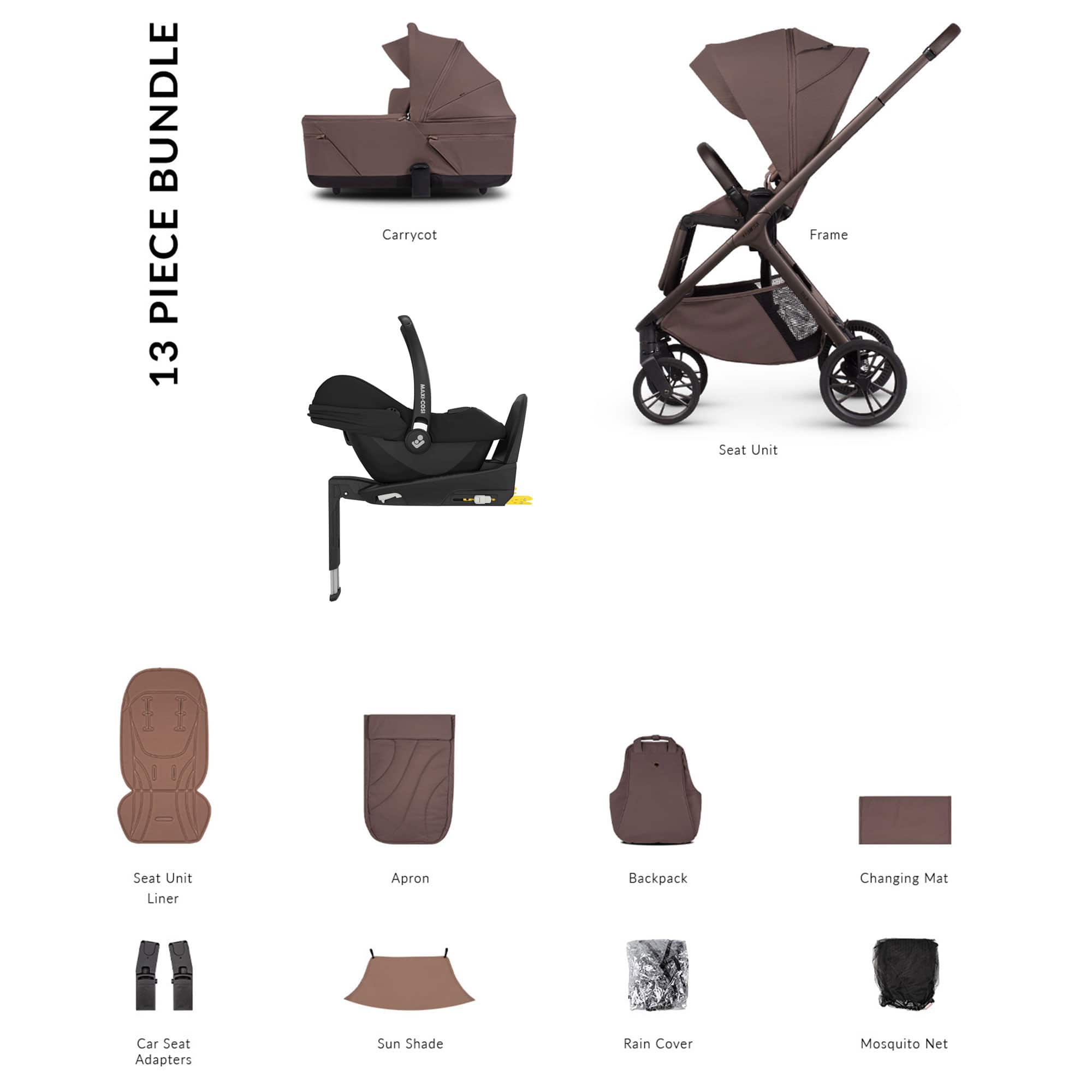 Venicci Tila Maxi-Cosi Luxury Bundle in Noce Travel Systems 22779-NOI 5905261337252