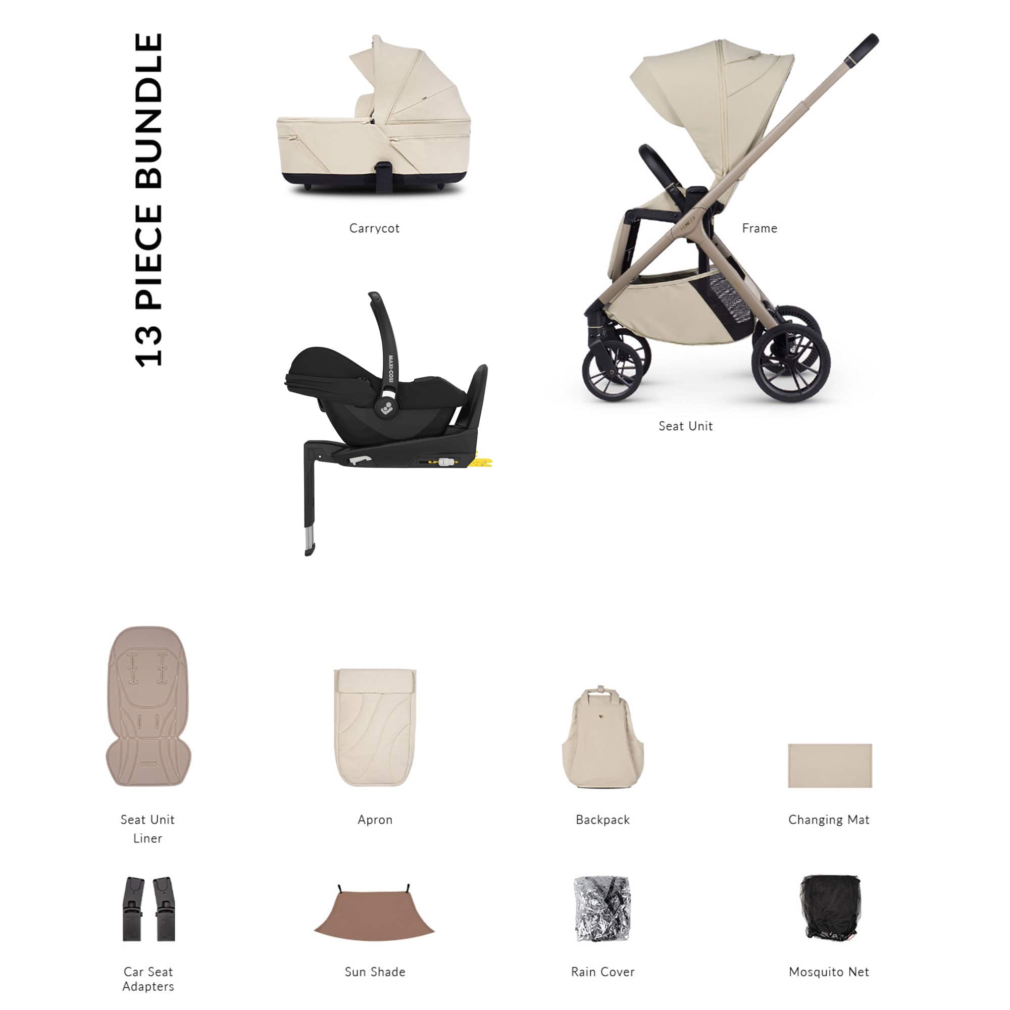 Venicci Tila Maxi-Cosi Luxury Bundle in Sabbia Travel Systems 22779-SAB 5905261337269