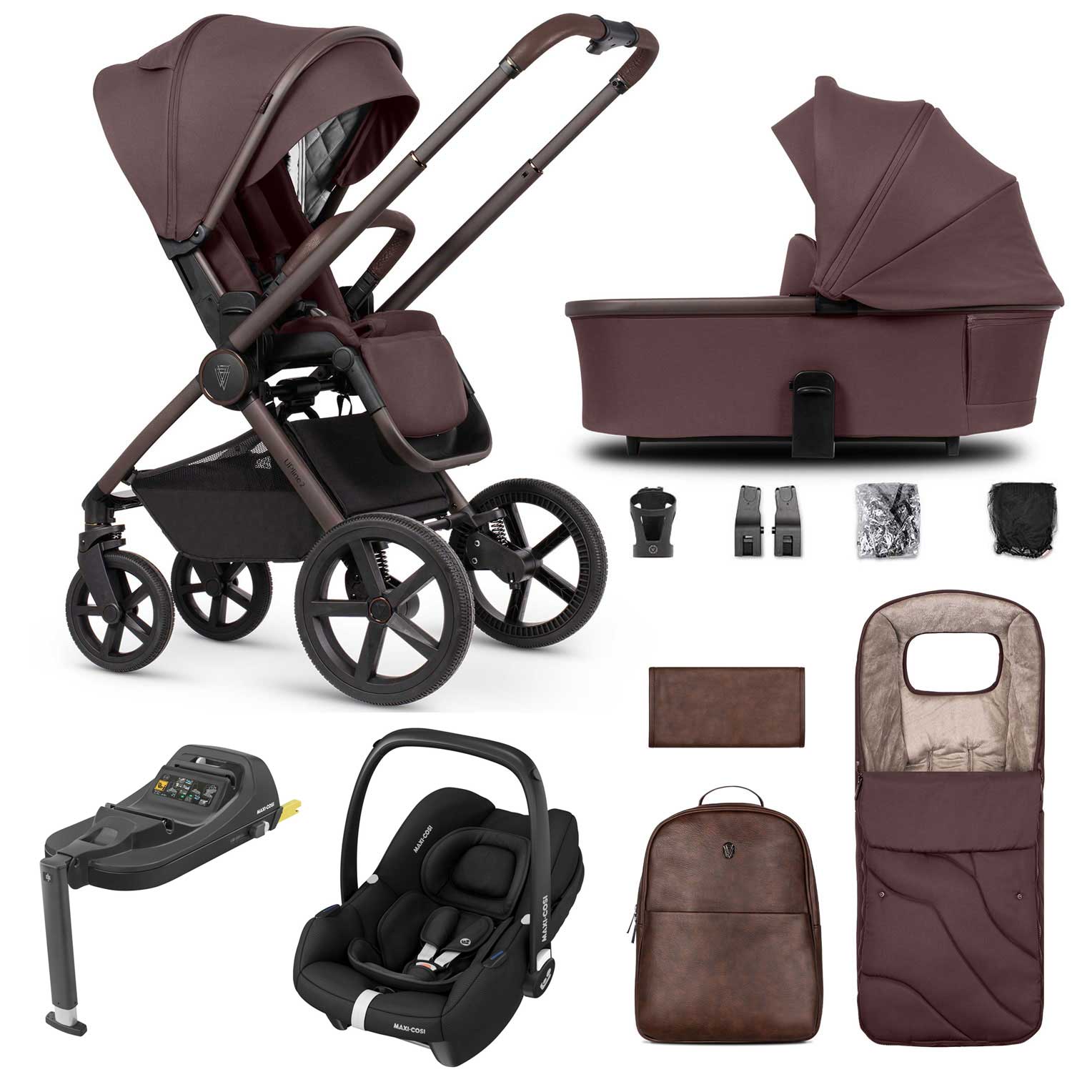 Venicci Tinum Upline 2 SE 3in1 Maxi-Cosi Travel System in Burgundy Travel Systems 19115-UPL-CAB-BUR 5905261334961