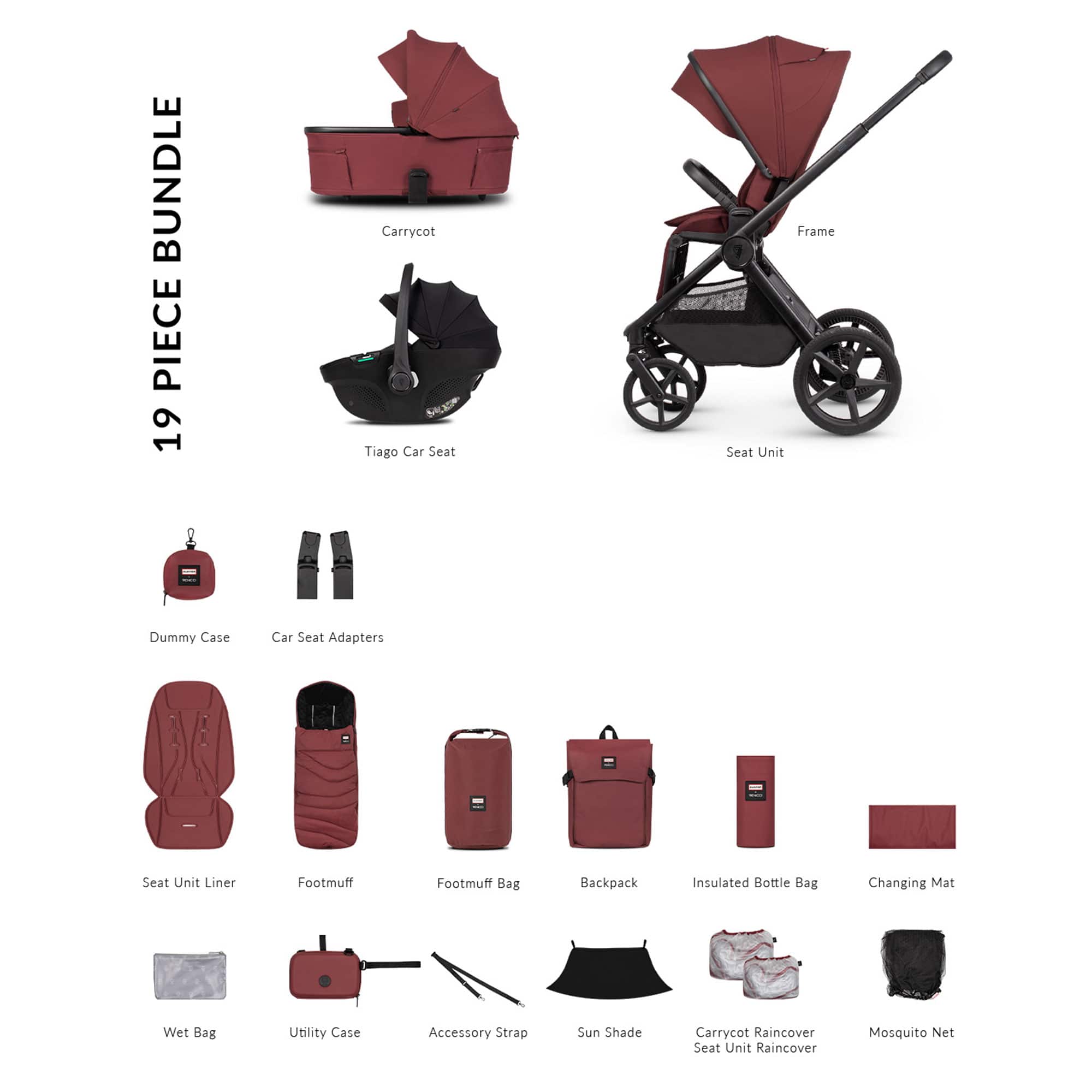 Venicci Tinum Upline 3 Hunter Comfort Bundle in Red Travel Systems 2001510318 5905261338051