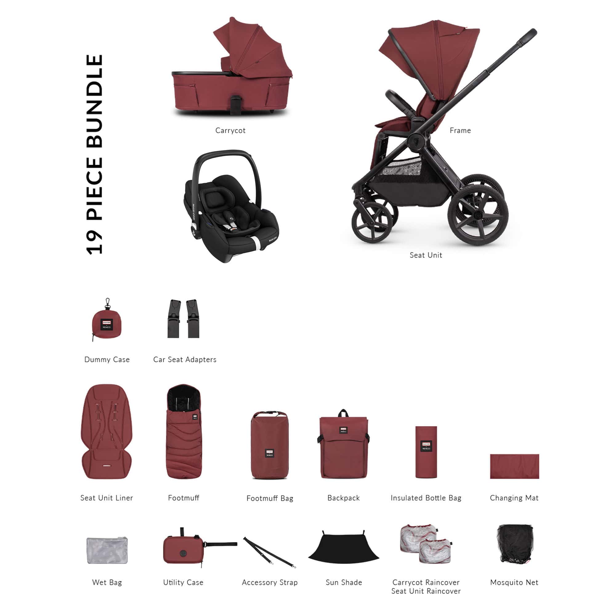 Venicci Tinum Upline 3 Hunter Comfort Maxi-Cosi Travel System in Red Travel Systems UPL-HUNT-COM-RED-2 5905261338006