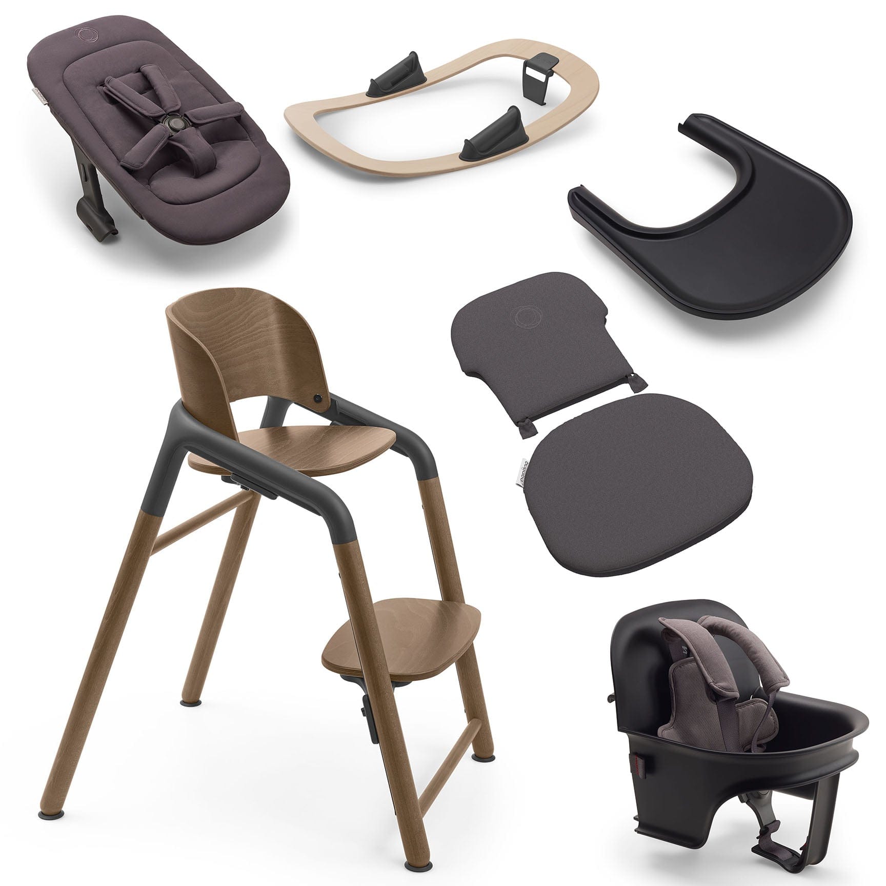 Bugaboo Giraffe Highchair Complete Newborn Bundle in Wood Grey Baby Highchairs 12270-WOO-GRY