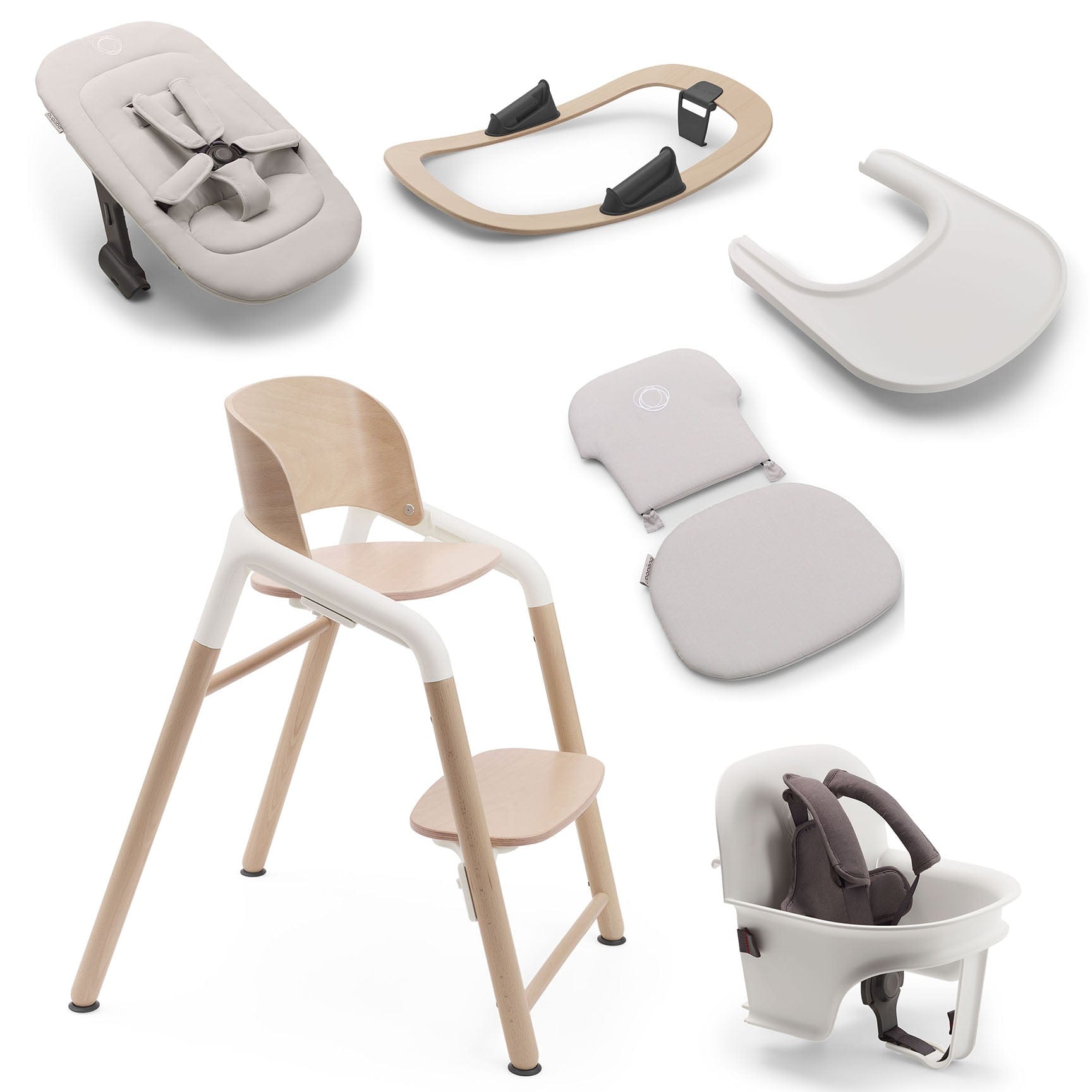 Bugaboo Giraffe Highchair Complete Newborn Bundle in Wood White Baby Highchairs 12269-WOO-WHT