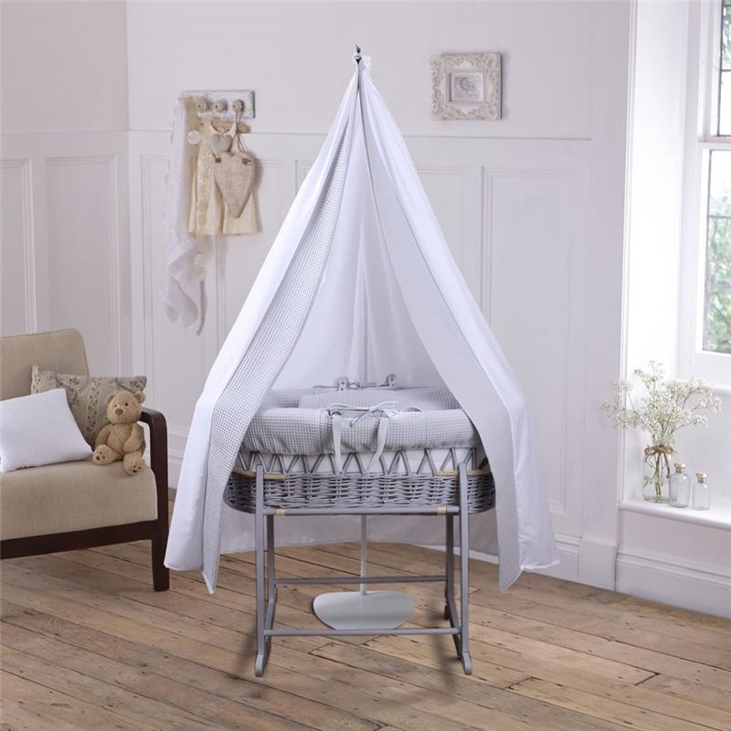Clair de Lune 6 Piece Moses Basket & Drape Set Grey/Grey Moses Baskets & Stands CL5069GY/GY 5033775466004