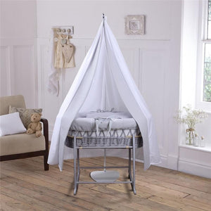 You added <b><u>Clair de Lune 6 Piece Moses Basket & Drape Set Grey/Grey</u></b> to your cart.