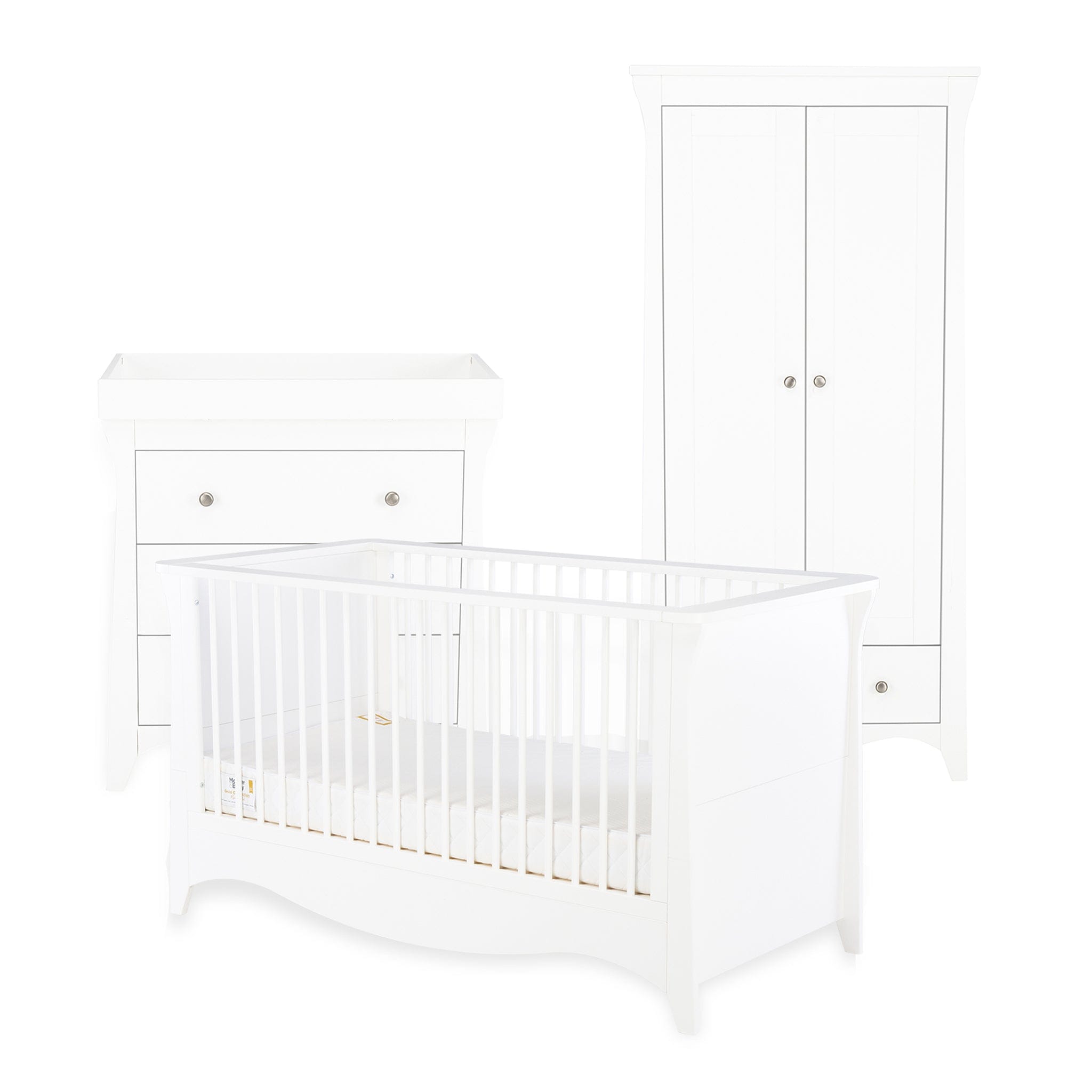 CuddleCo Clara 3 Piece Cot Bed Set in White Nursery Room Sets