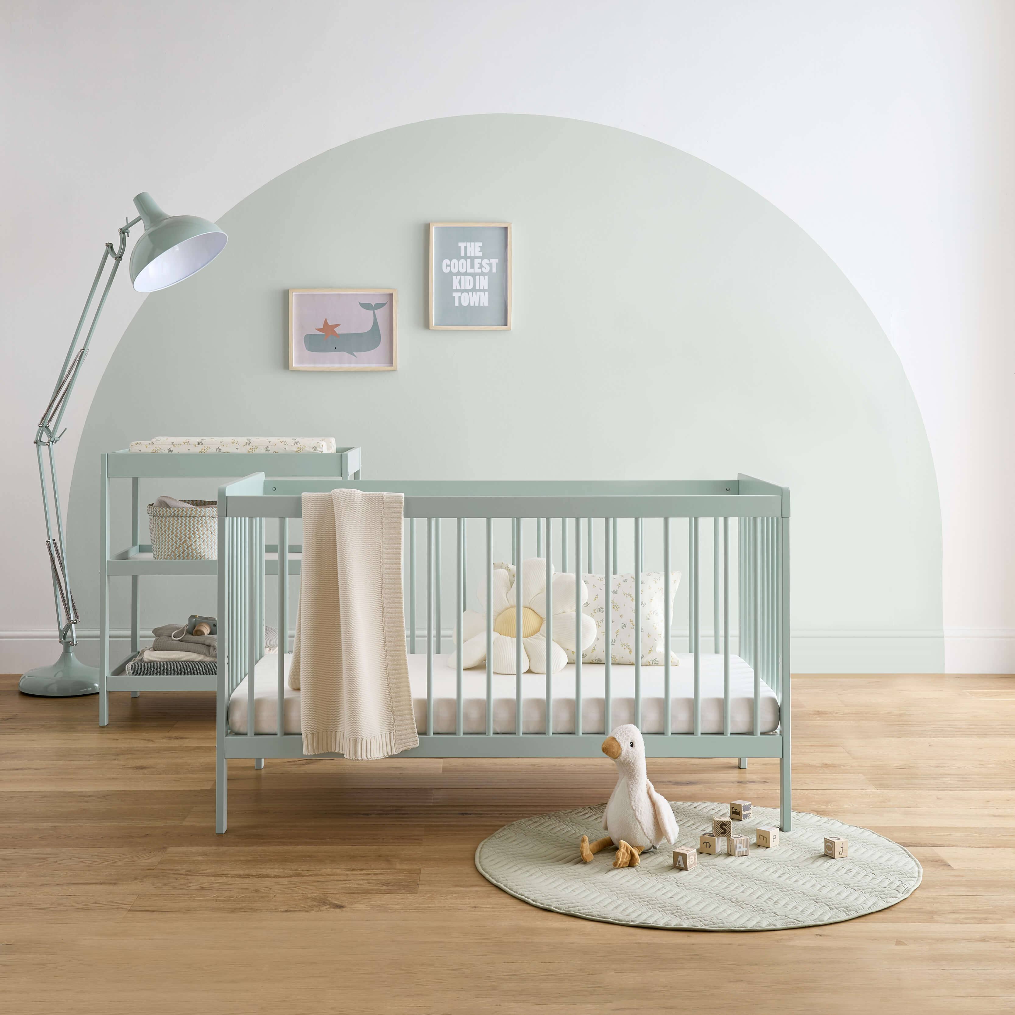 CuddleCo Nola 2 Piece Room Set in Sage Green Nursery Room Sets