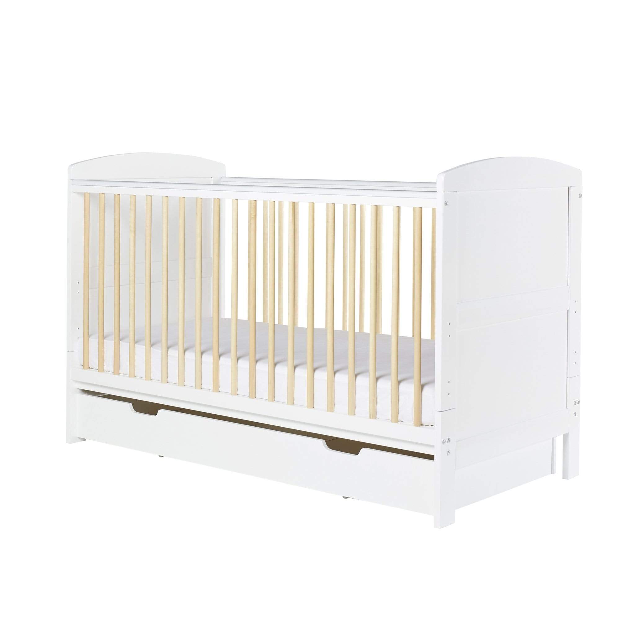 Ickle Bubba Coleby Classic Cot Bed with Drawer and Open Changer Scandi White Cot Beds