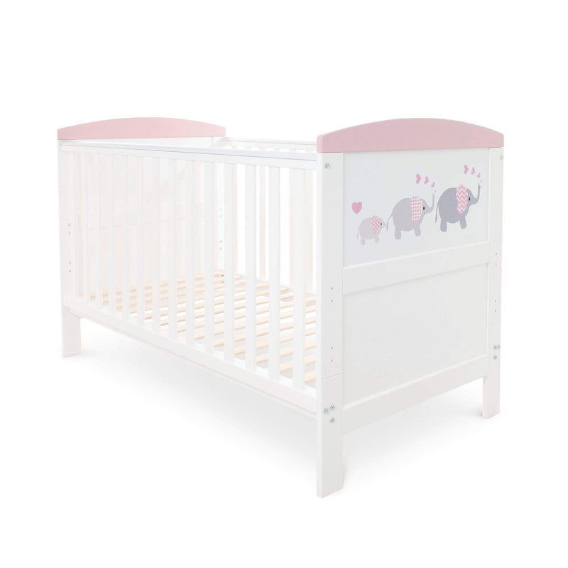 Ickle Bubba Coleby Style Cot Bed Elephant Love Pink Cot Beds 44-002-000-823 5060738070909