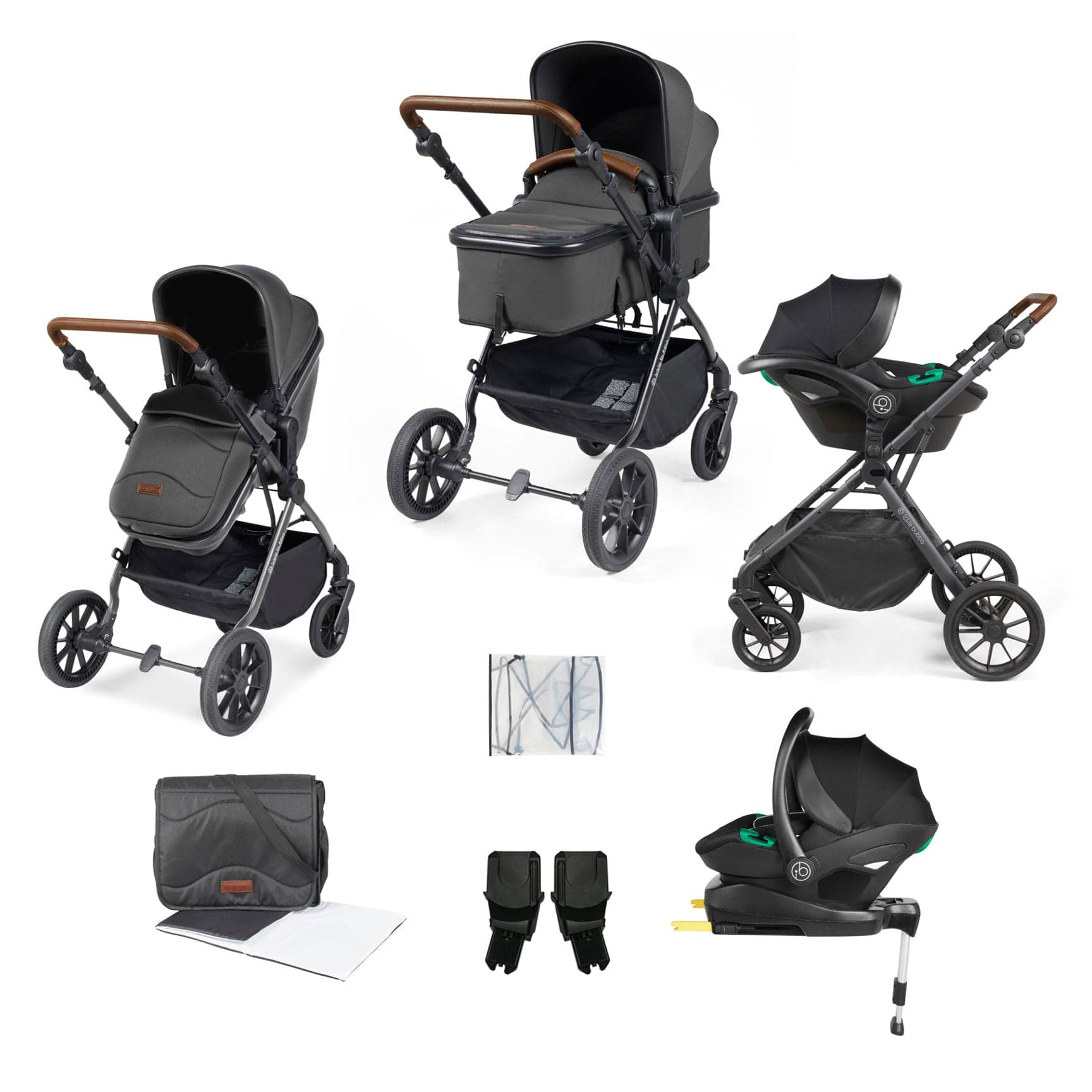 Ickle Bubba Cosmo All-in-One I-Size Travel System with Isofix Base in Black/Graphite Grey Travel Systems 10-007-300-007 5056515025842