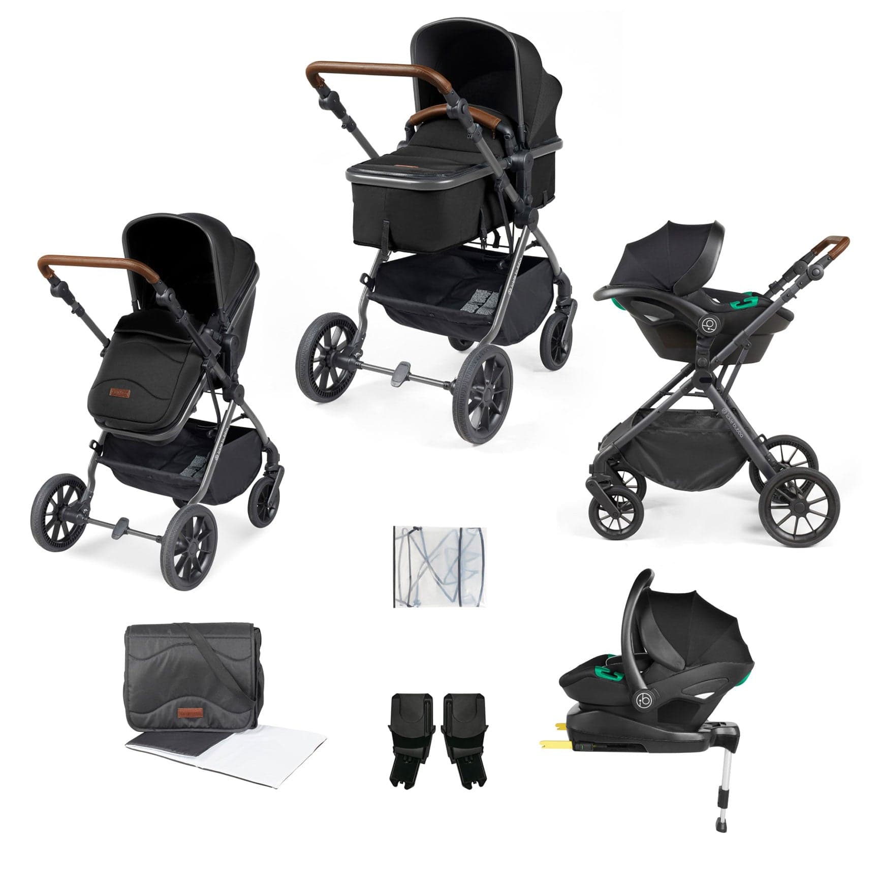 Ickle Bubba Cosmo All-in-One I-Size Travel System with Isofix Base in Black/Gun Metal Travel Systems 10-007-300-135 5056515025835