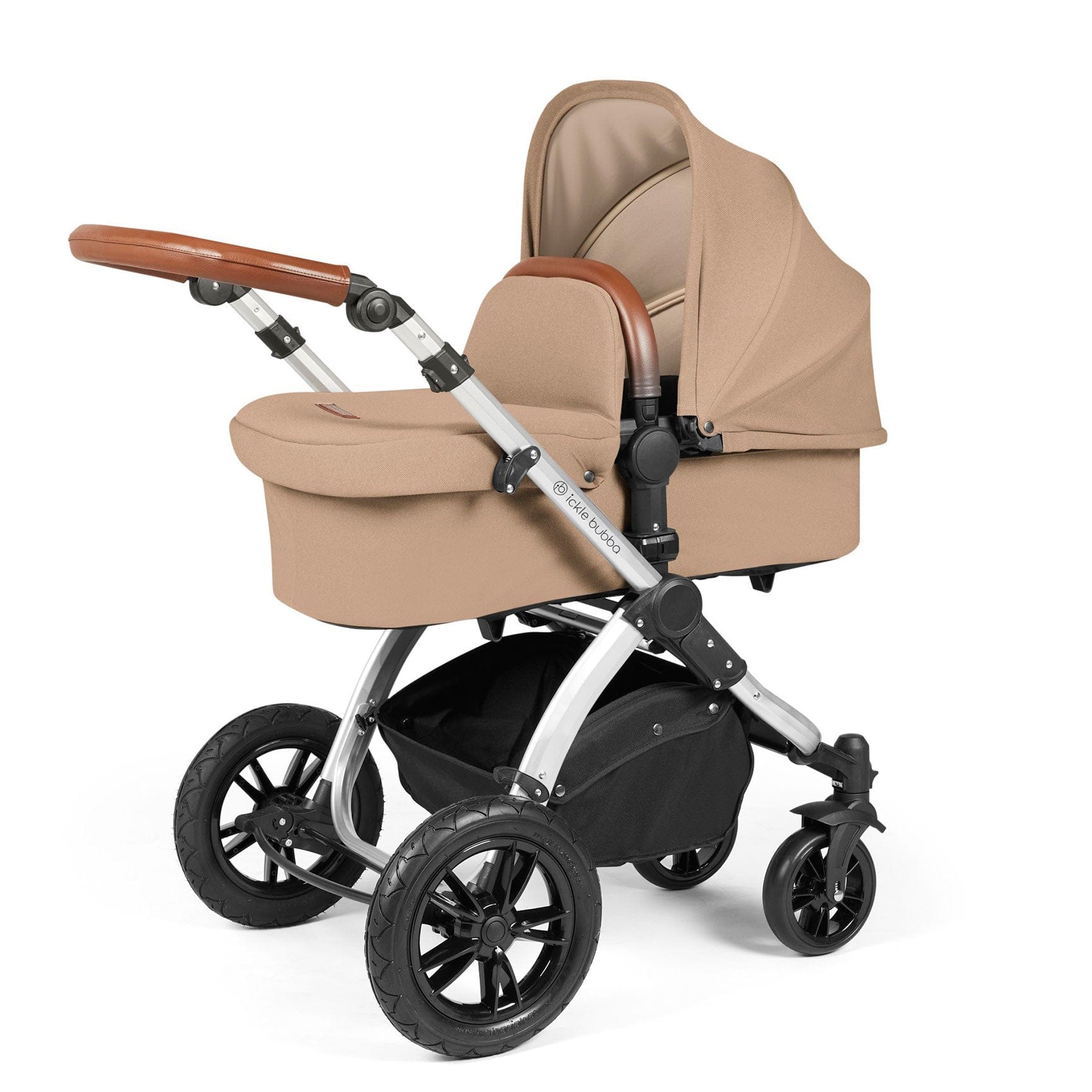 Ickle Bubba Stomp Luxe 2-in-1 Plus Pushchair & Carrycot in Silver/Desert/Tan Travel Systems 10-003-001-258 5056515026344