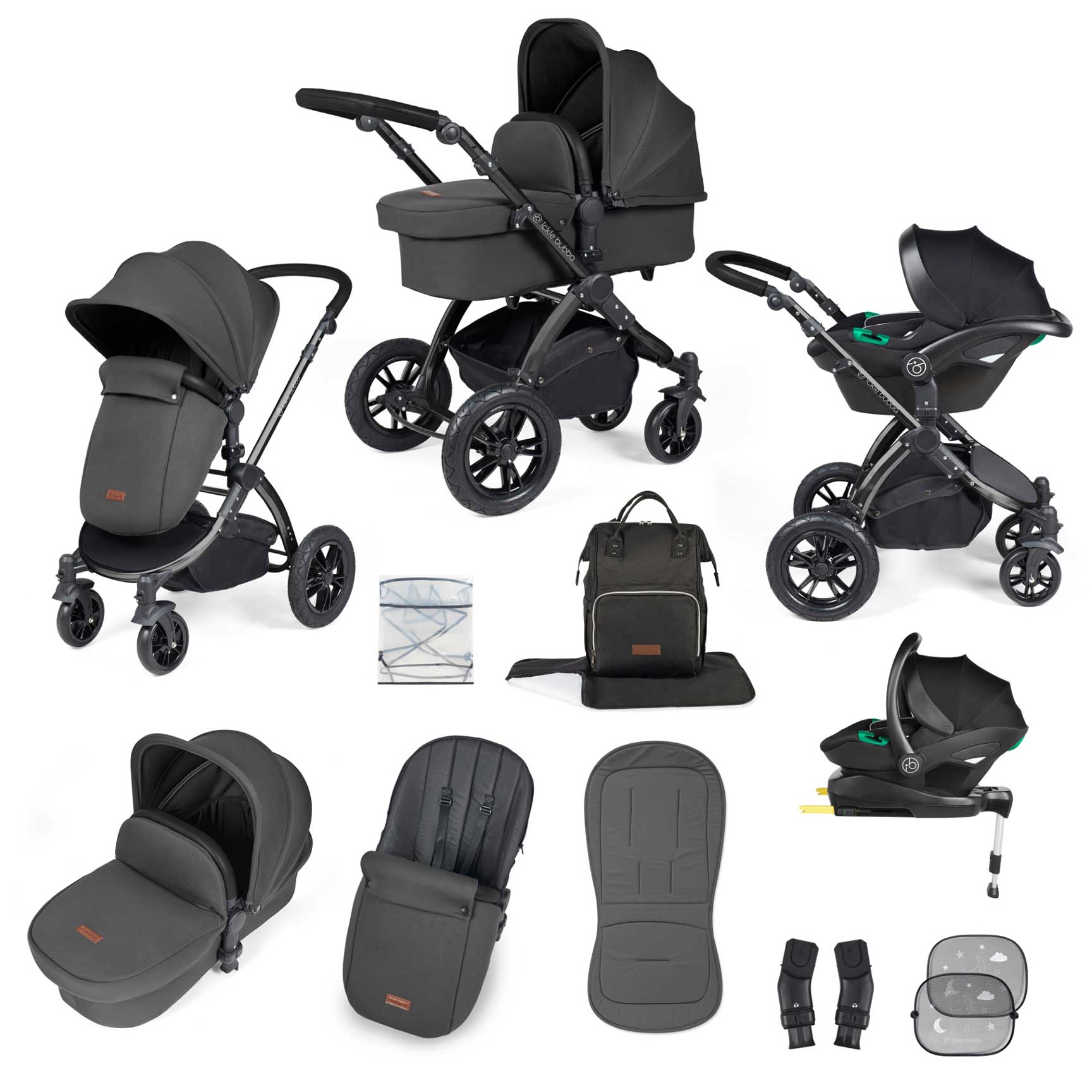 Ickle Bubba Stomp Luxe All-in-One Travel System with Isofix Base in Bl