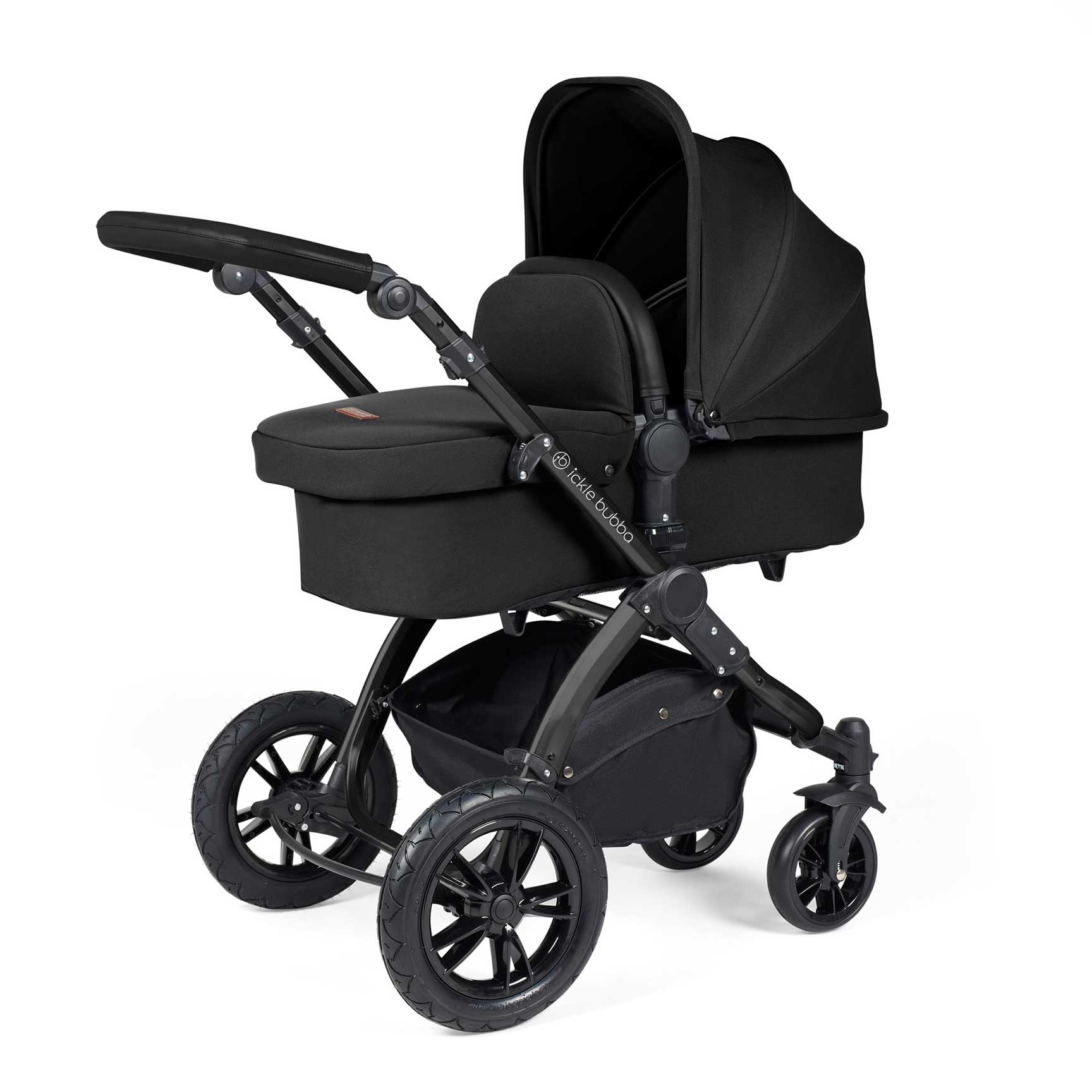 Ickle Bubba Stomp Luxe All-in-One Travel System with Isofix Base in Black/Midnight/Black Travel Systems 10-011-300-202 5056515026436