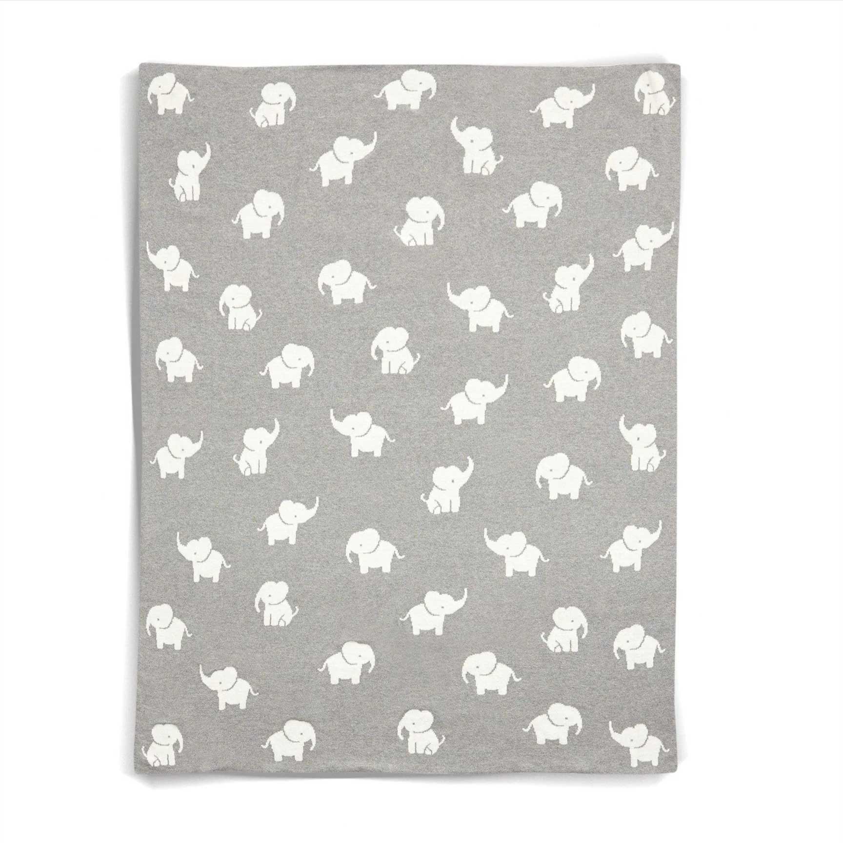 Mamas & Papas Welcome To The World Knitted Elephant Blanket in Grey Cot & Cot Bed Blankets