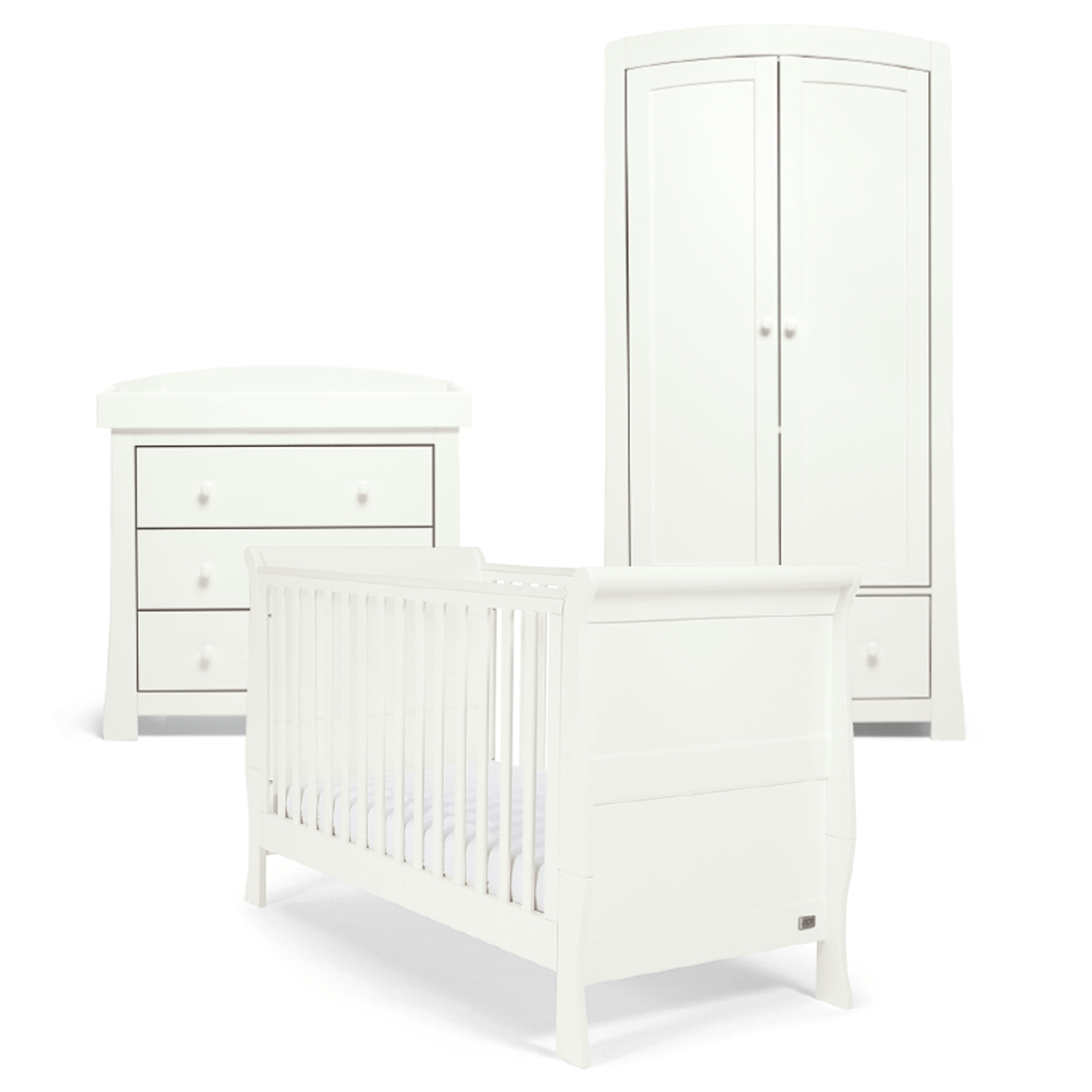 Mamas & Papas Mia Sleigh 3 Piece Cotbed Range White