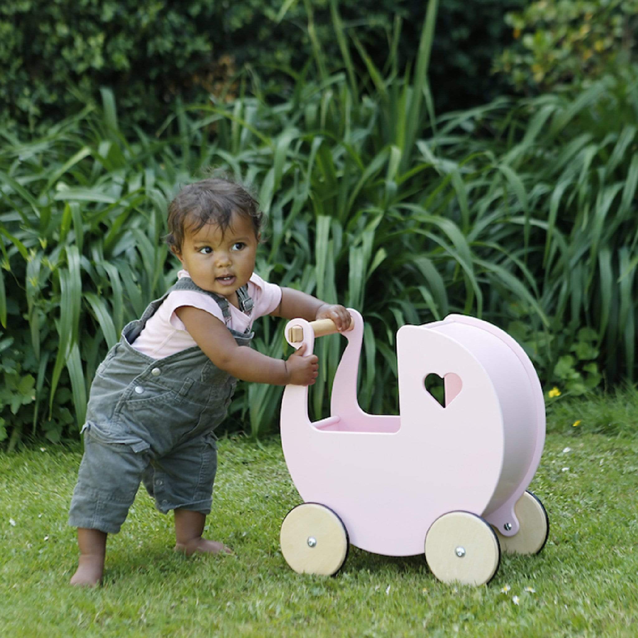 Moover Wooden Dolls Pram Pink Push Along Toys MVPRAMP 5708062880220