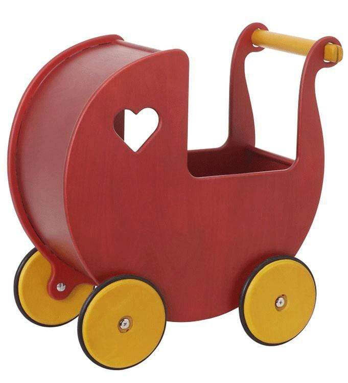 Moover Wooden Dolls Pram Red Push Along Toys MVPRAMR 5708062888035