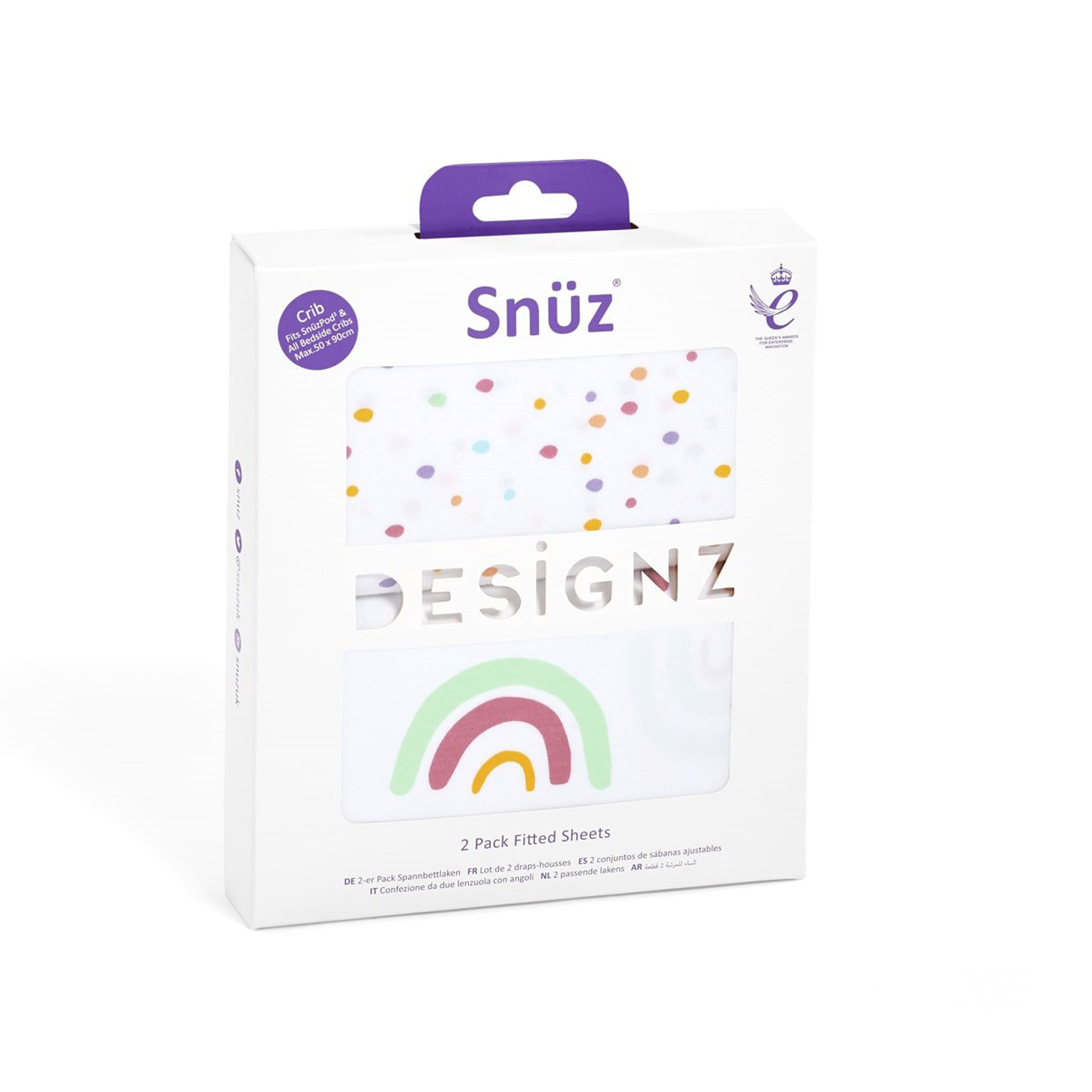 SnüzPod Fitted Crib Sheets 2pk Colour Rainbow Cot & Cot Bed Sheets BD028BJ 5060730240461