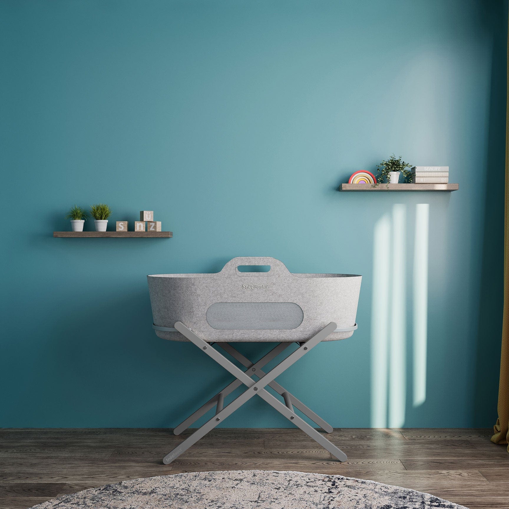 SnüzPod Baskit with Dove Stand in Light Grey Moses Baskets & Stands FSB001AB