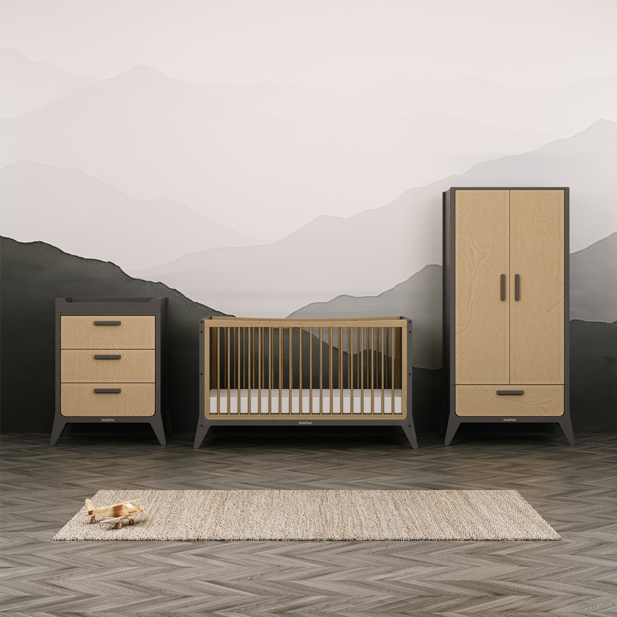 SnuzFino 3 Piece Nursery Furniture Set in Slate Nursery Room Sets