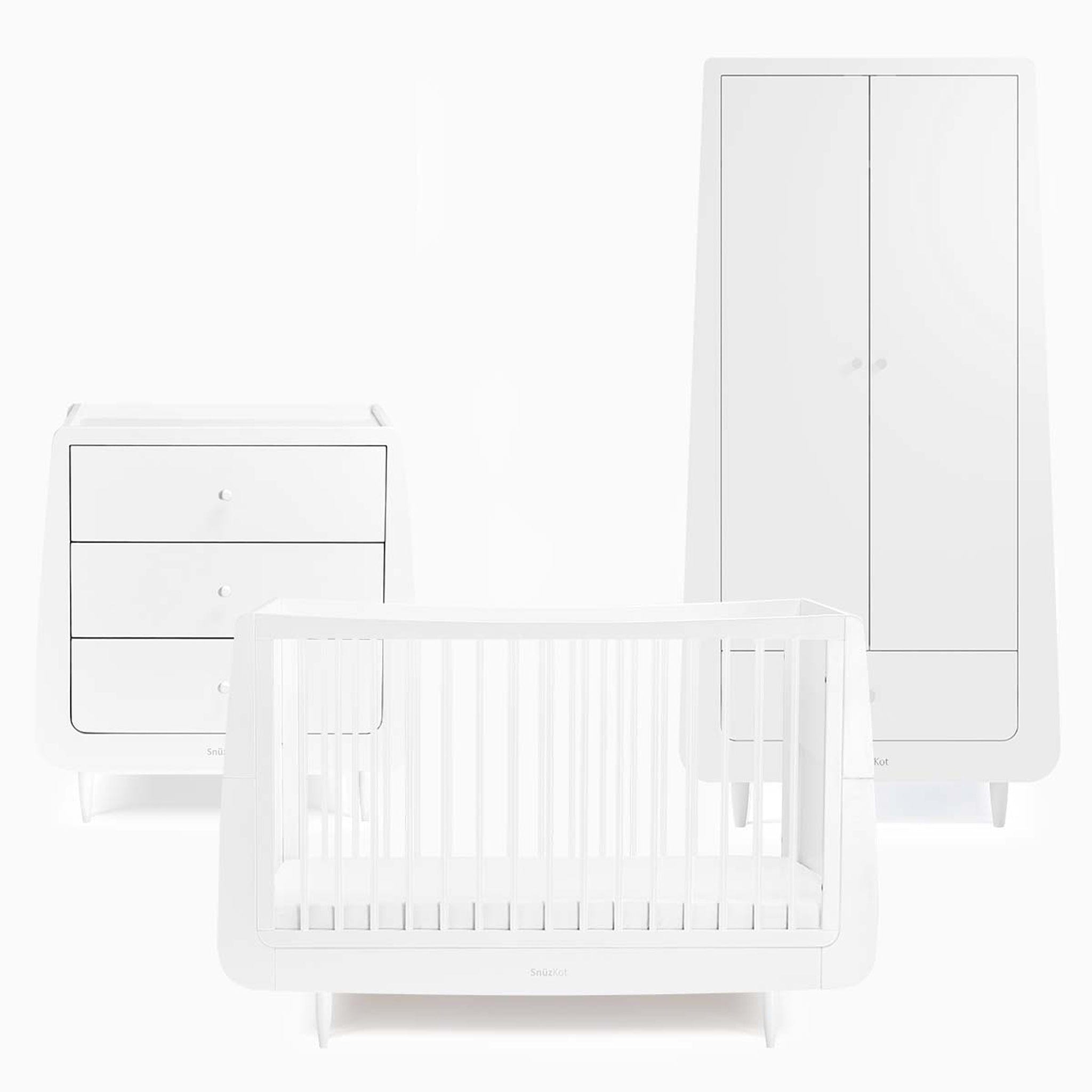 SnüzKot Skandi 3 Piece Nursery Furniture Set in White Nursery Room Sets 11303-SK-WHT 5060730242458