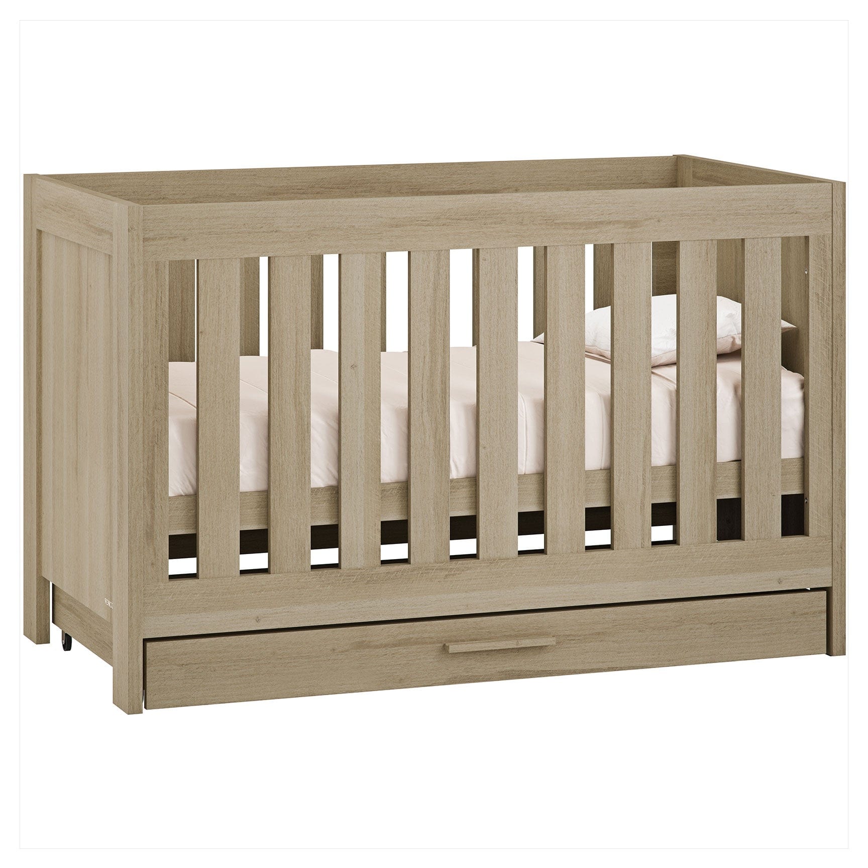 Venicci Forenzo Cot Bed with Drawer in Honey Oak Cot Beds
