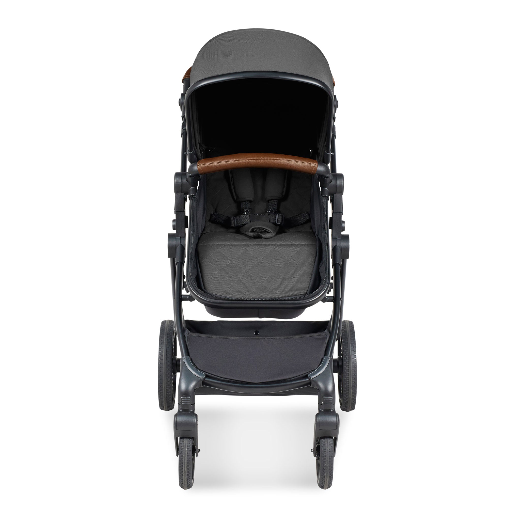 Ickle Bubba Cosmo 9-Piece Travel System with i-Size Nimbus Car Seat & Spin Isofix Base in Black / Graphite Grey / Tan