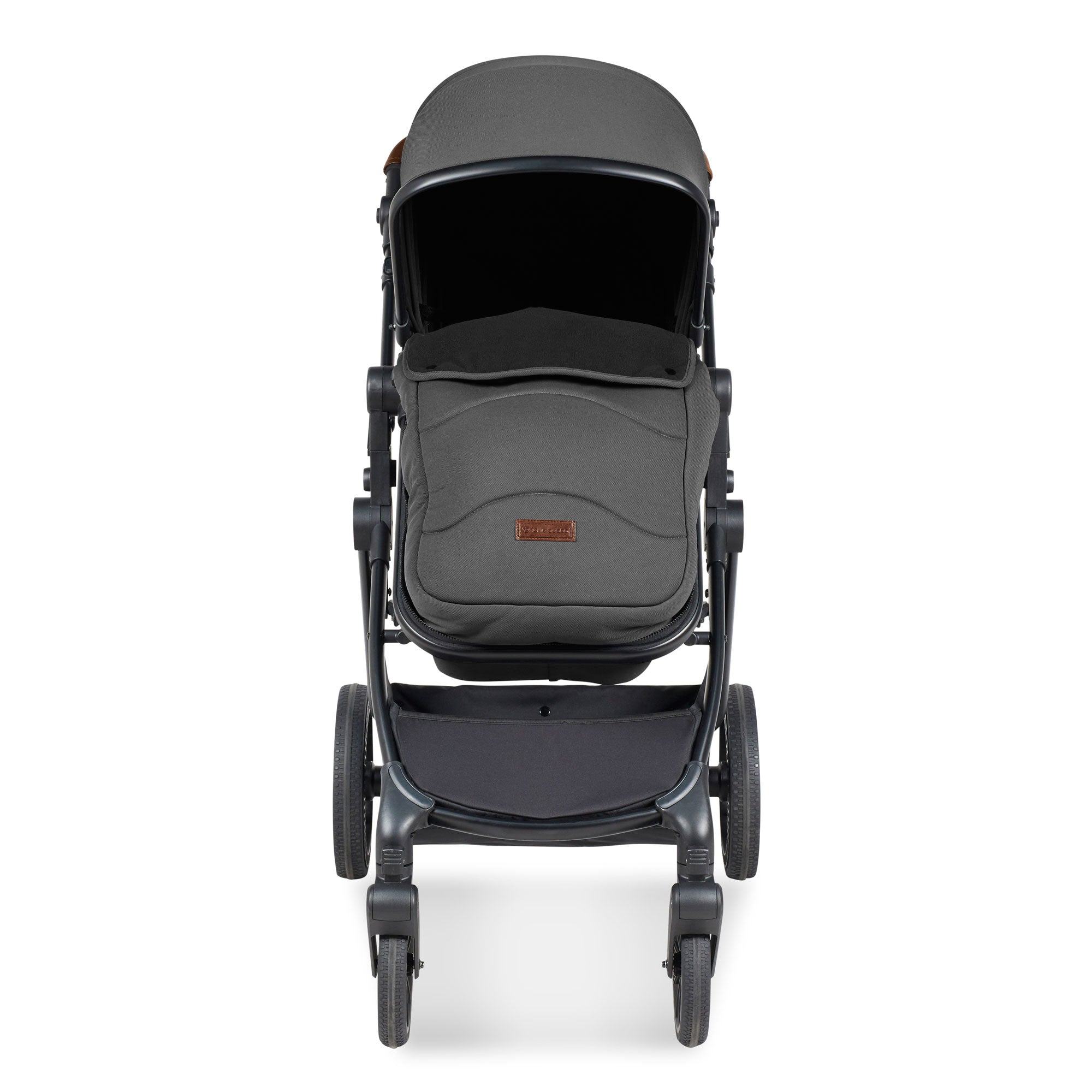 Ickle Bubba Cosmo 9-Piece Travel System with i-Size Nimbus Car Seat & Spin Isofix Base in Black / Graphite Grey / Tan