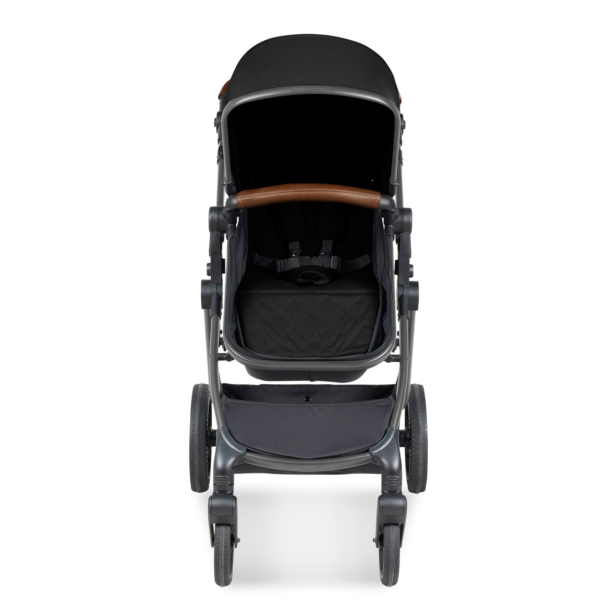 Ickle Bubba Cosmo 9-Piece Travel System with i-Size Nimbus Car Seat & Spin Isofix Base in Gunmetal / Black / Tan