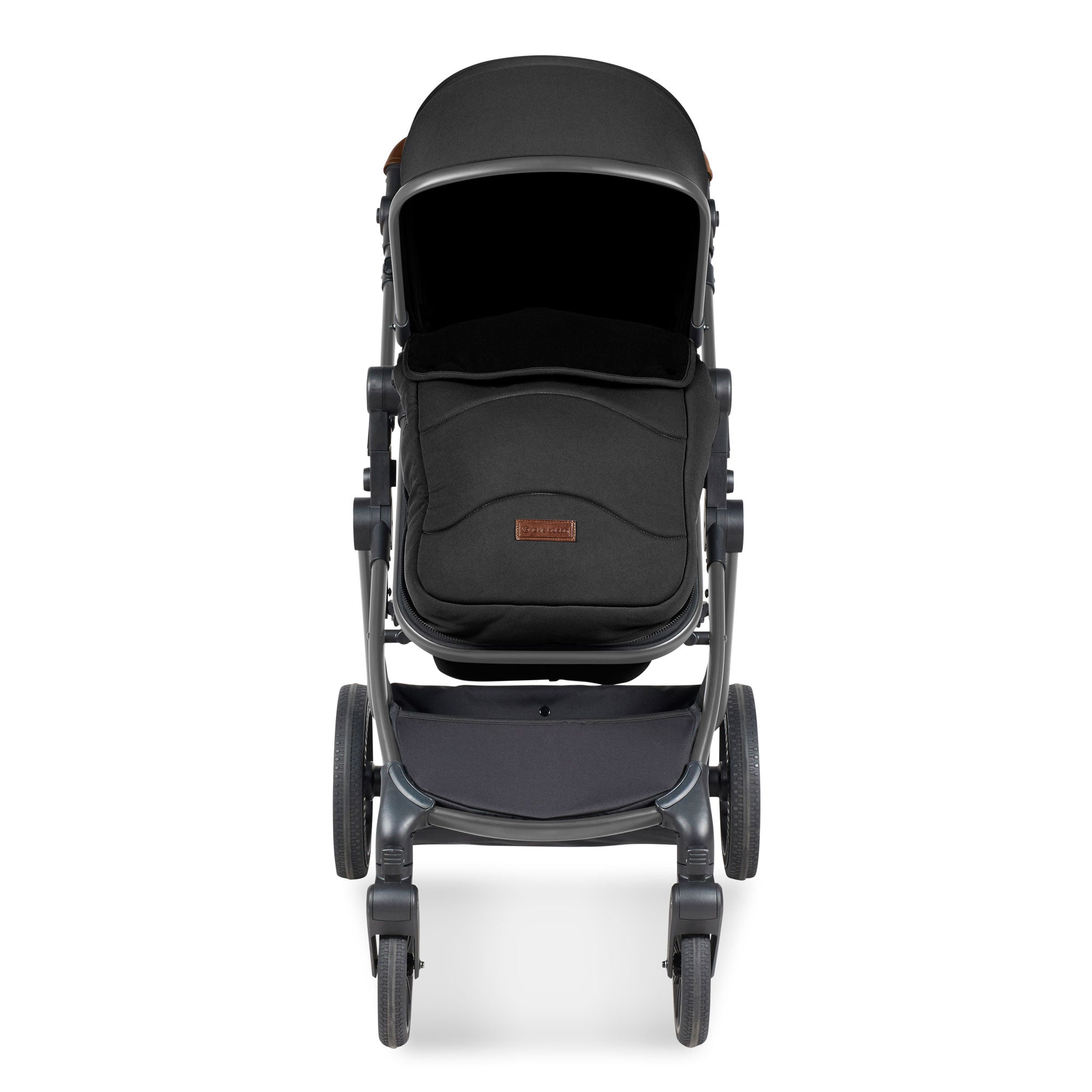 Ickle Bubba Cosmo 9-Piece Travel System with Maxi-Cosi Cabriofix Car Seat & Isofix Base in Gunmetal / Black / Tan