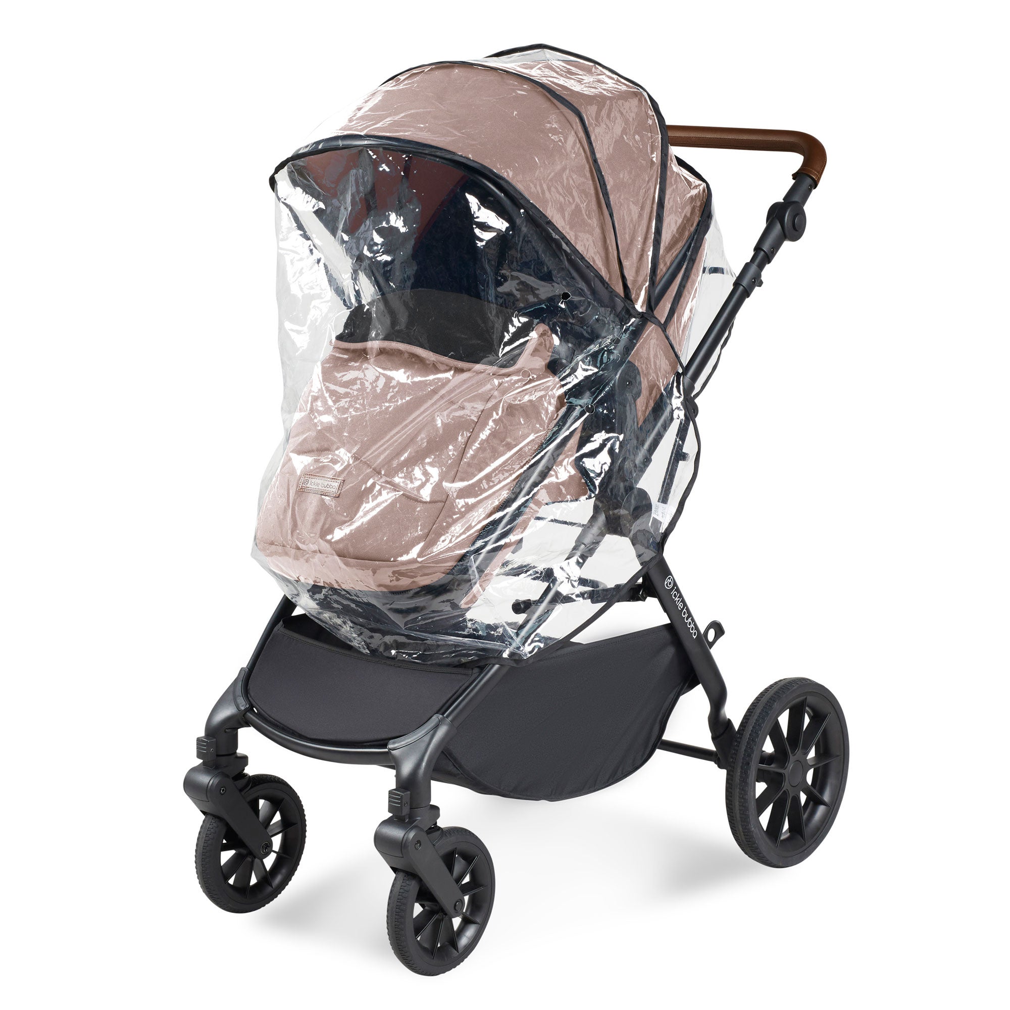 Ickle Bubba Cosmo 9-Piece Travel System with i-Size Nimbus Car Seat & Spin Isofix Base in Gunmetal / Desert / Tan