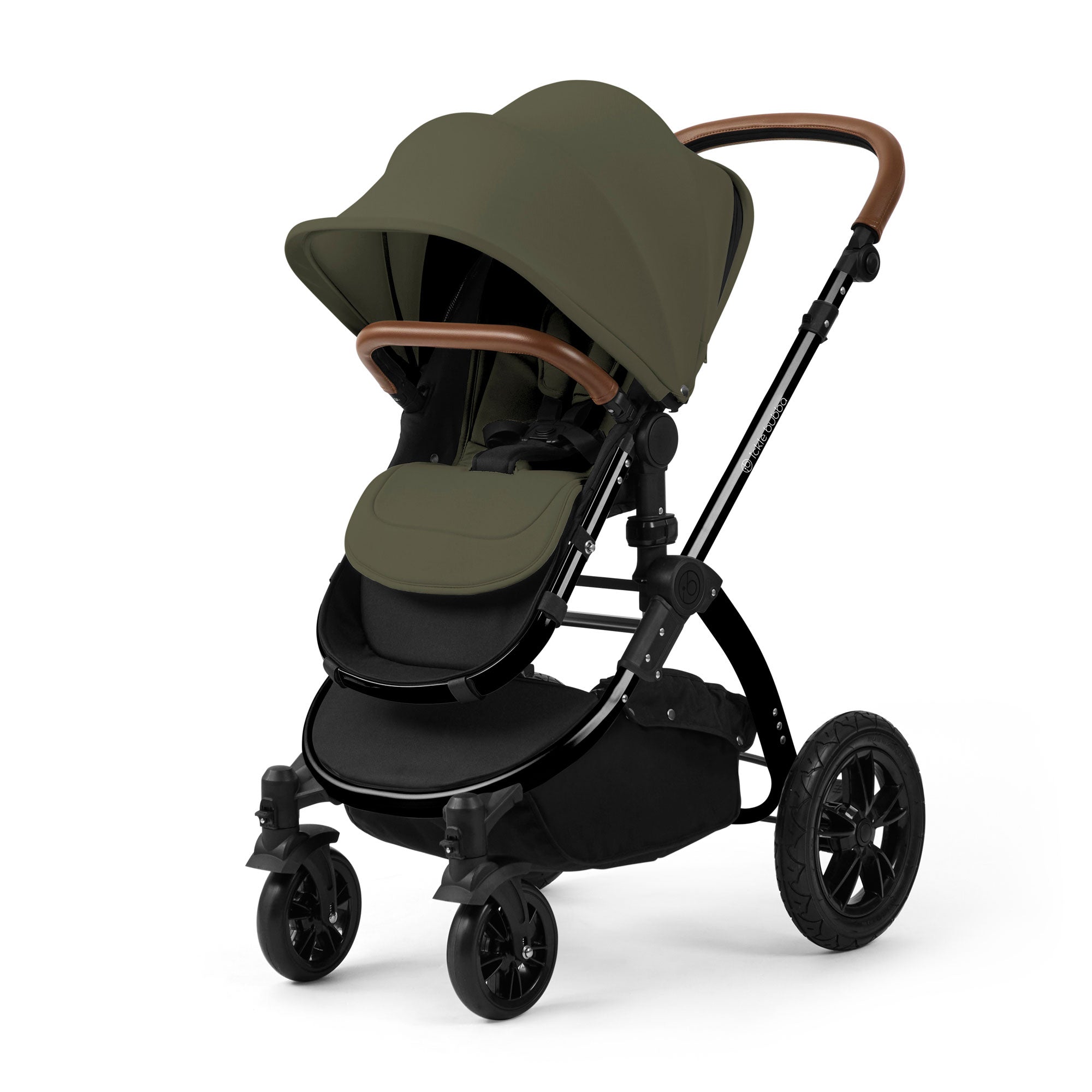 Ickle Bubba Stomp Luxe 12 Piece Travel System with i-Size Nimbus Car Seat & Spin Isofix Base in Woodland