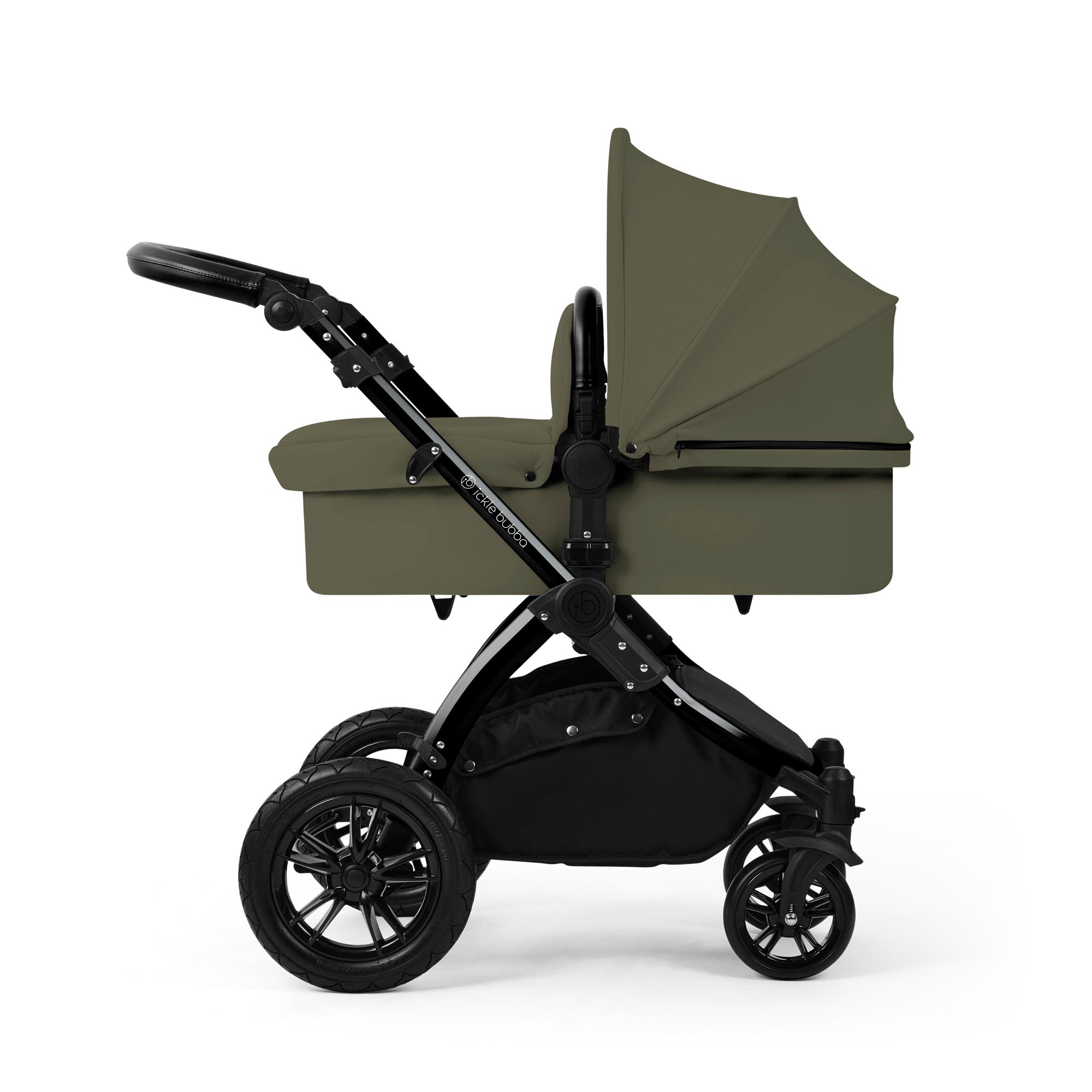 Ickle Bubba Stomp Luxe 12 Piece Travel System with i-Size Nimbus Car Seat & Spin Isofix Base in Woodland