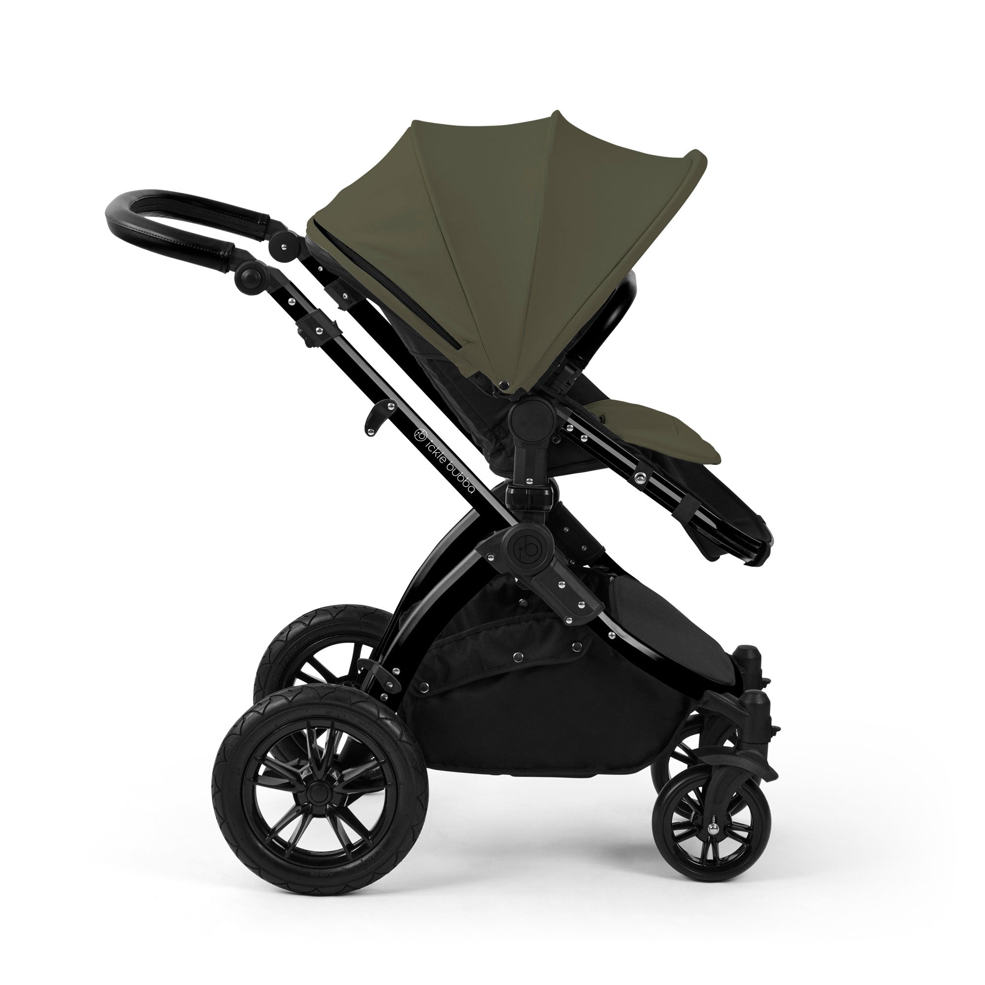 Ickle Bubba Stomp Luxe 12 Piece Travel System with i-Size Nimbus Car Seat & Spin Isofix Base in Woodland