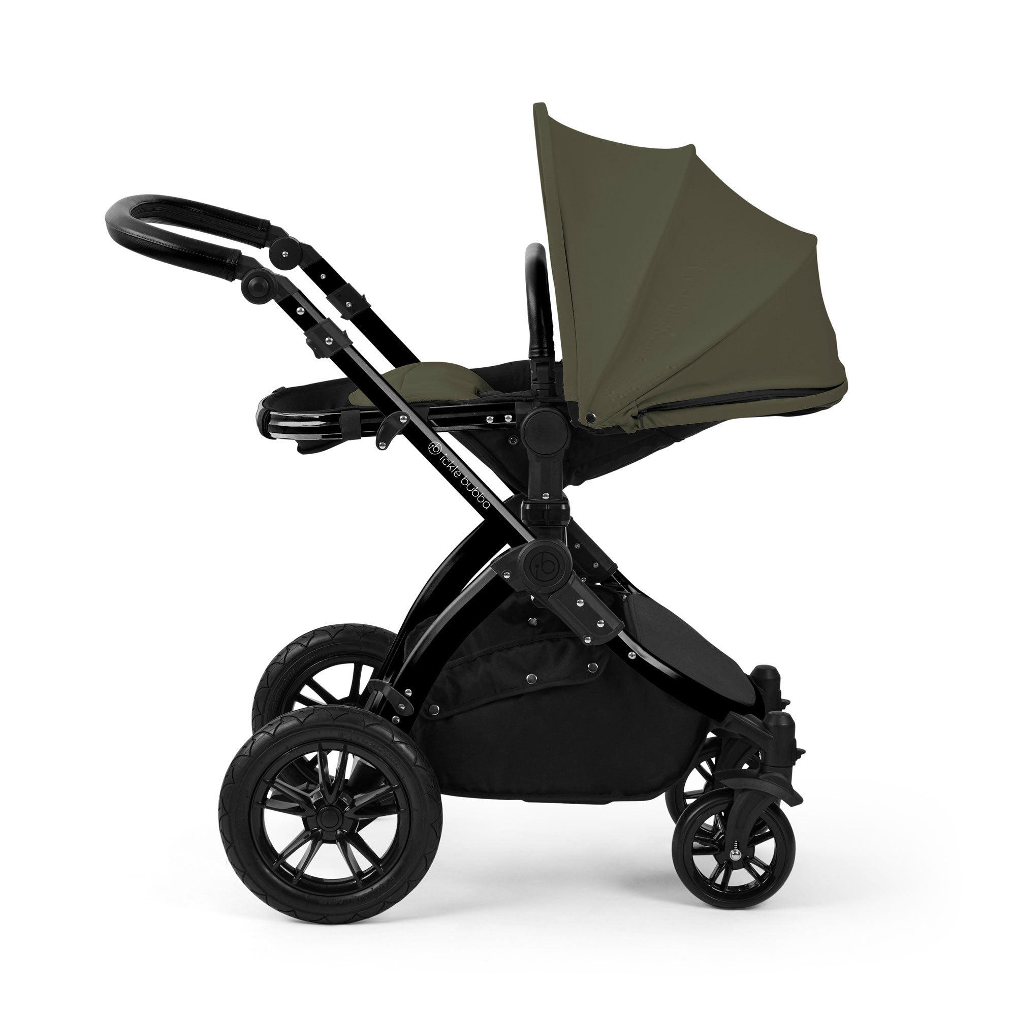 Ickle Bubba Stomp Luxe 12 Piece Travel System with i-Size Nimbus Car Seat & Spin Isofix Base in Woodland