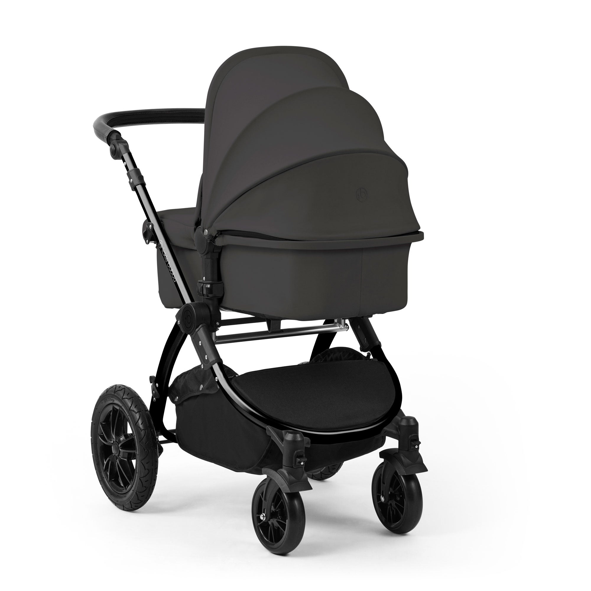 Ickle Bubba Stomp Luxe 12 Piece Travel System with i-Size Nimbus Car Seat & Spin Isofix Base in Charcoal Grey