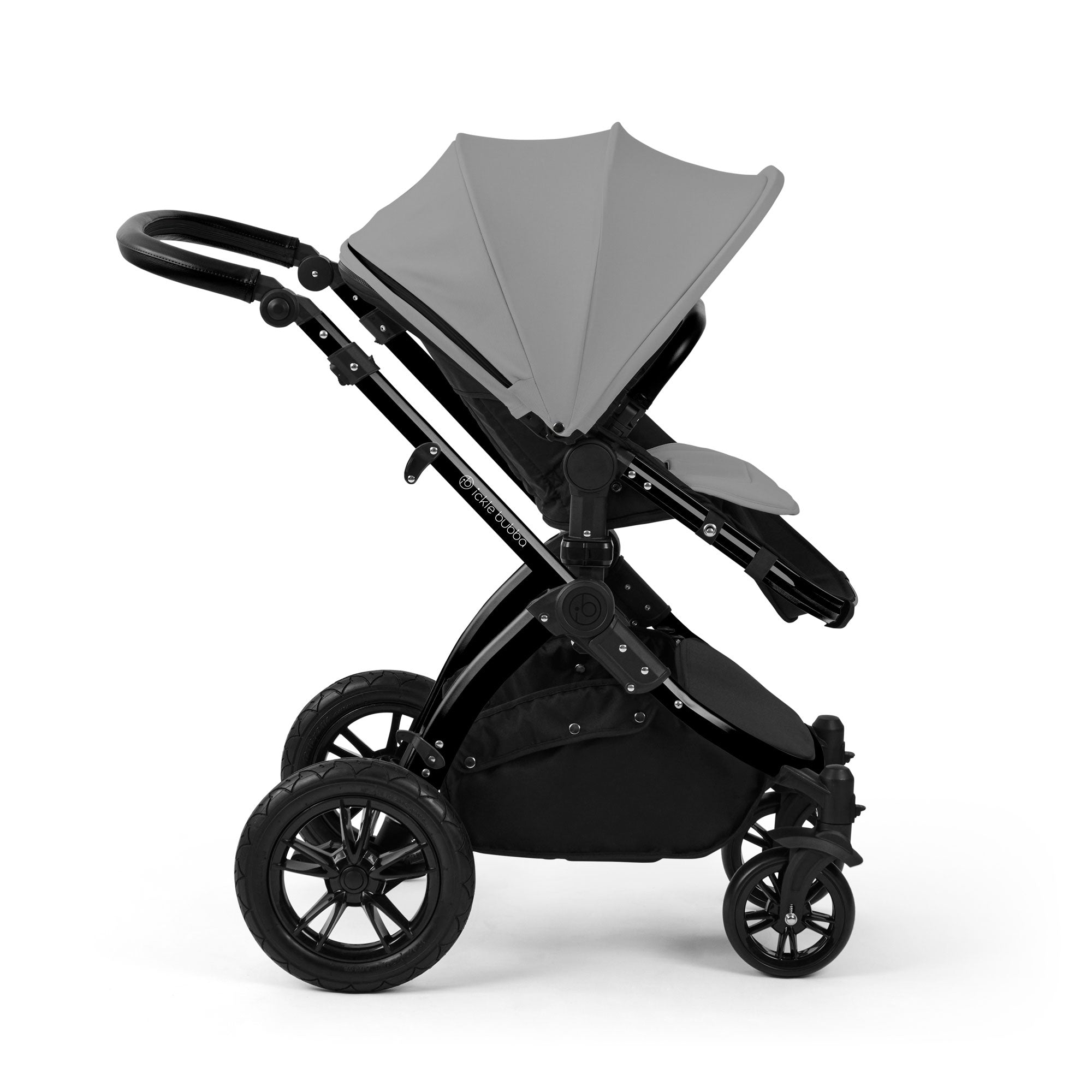 Ickle Bubba Stomp Luxe 12 Piece Travel System with i-Size Nimbus Car Seat & Spin Isofix Base in Pearl Grey