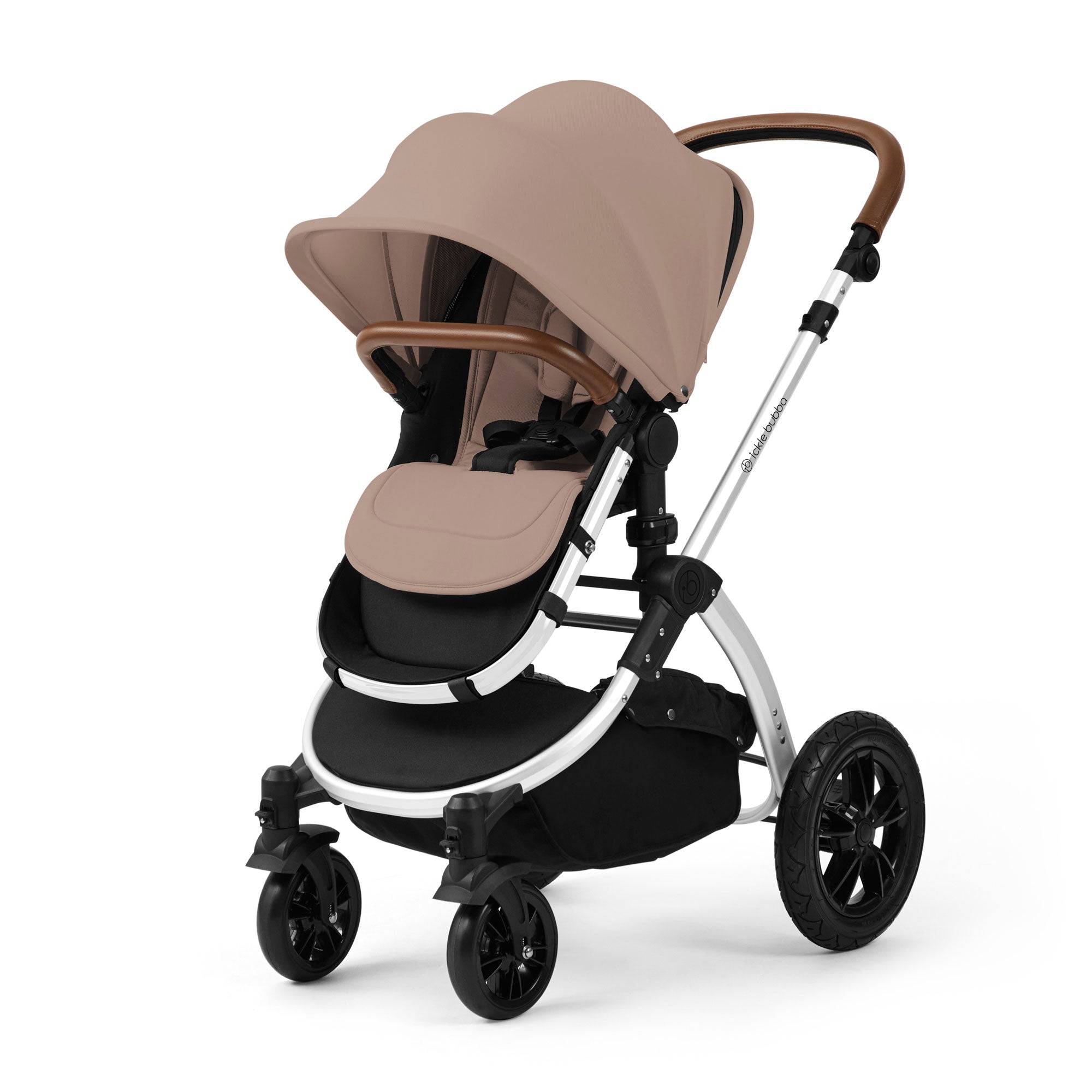 Ickle Bubba Stomp Luxe 12 Piece Travel System with i-Size Nimbus Car Seat & Spin Isofix Base in Desert