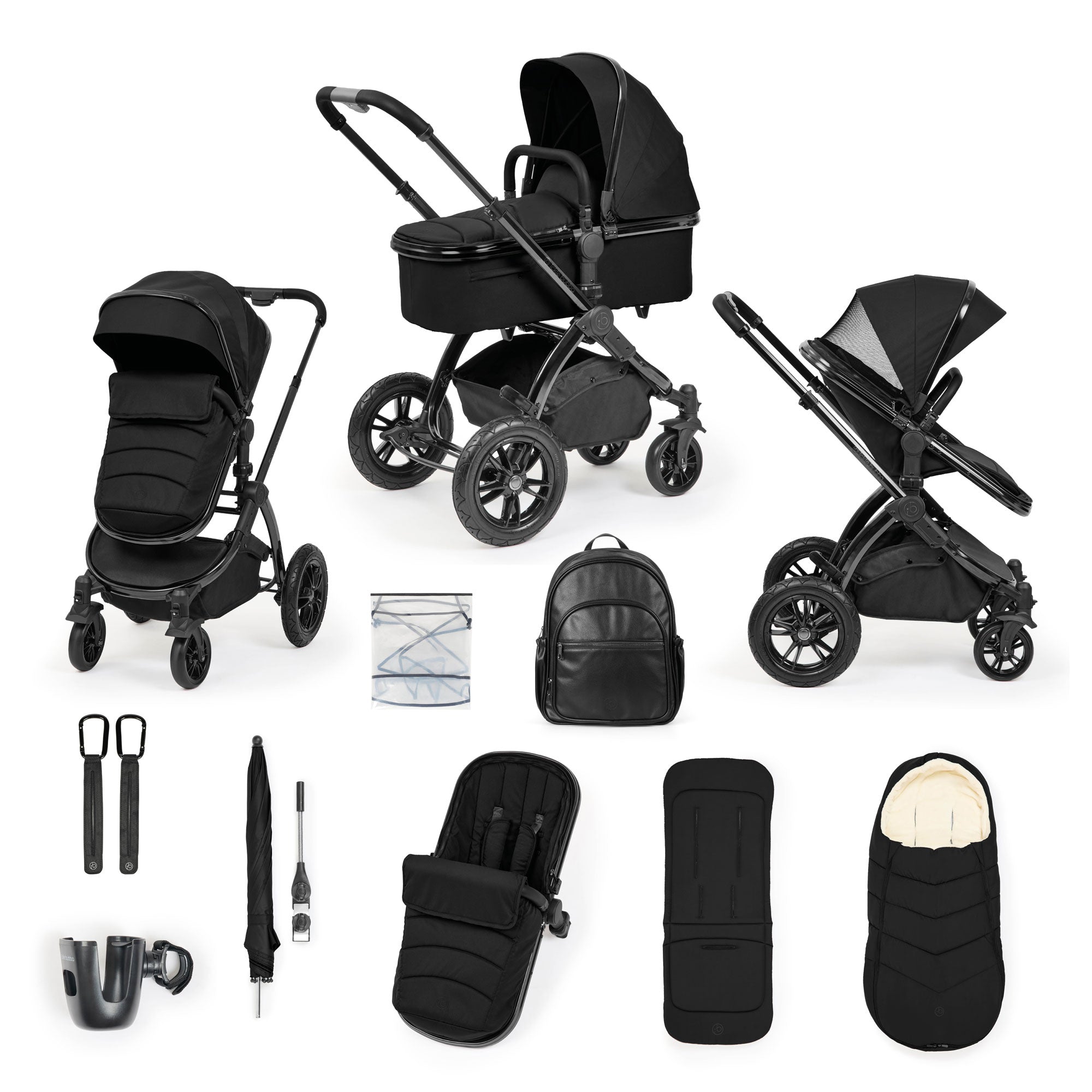Ickle Bubba Stomp Luxe Elements Edition 12 Piece Pram in Raven