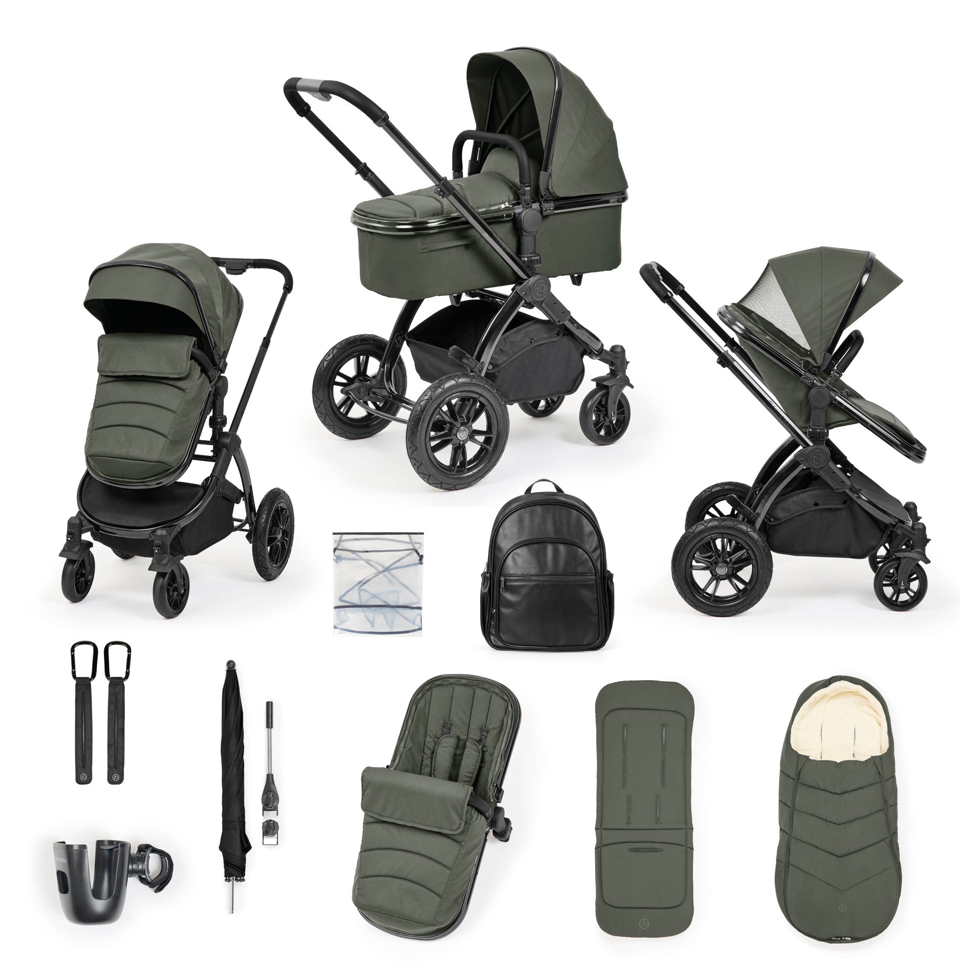 Ickle Bubba Stomp Luxe Elements Edition 12 Piece Pram in Forest