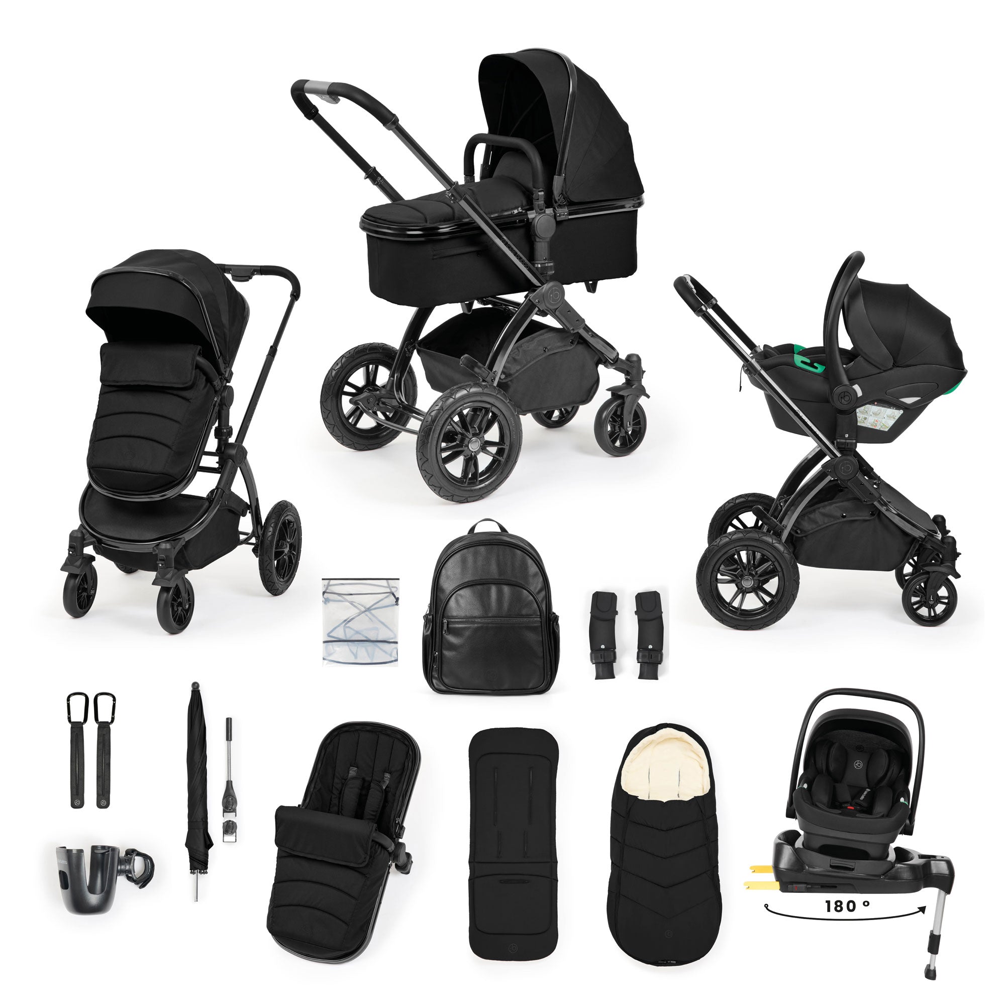 Ickle Bubba Stomp Luxe Elements Edition 15 Piece Travel System in Raven
