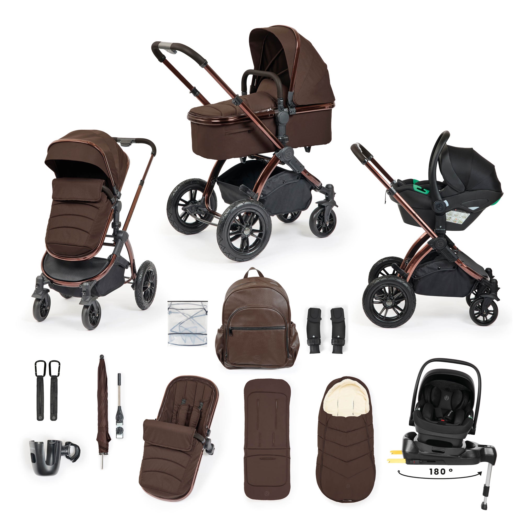 Ickle Bubba Stomp Luxe Elements Edition 15 Piece Travel System in Chestnut