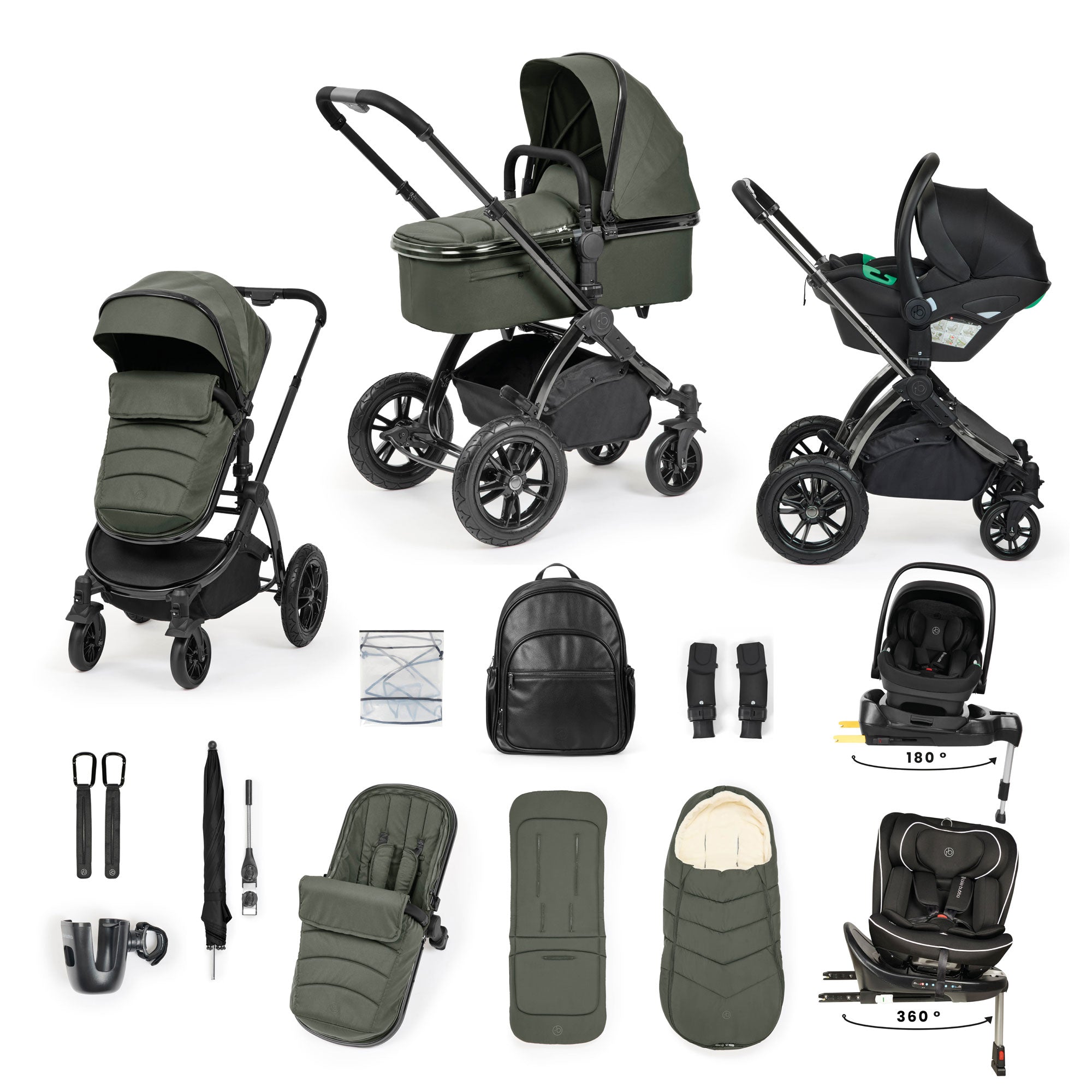 Ickle Bubba Stomp Luxe Elements Edition 16 Piece Ultimate Travel System in Forest