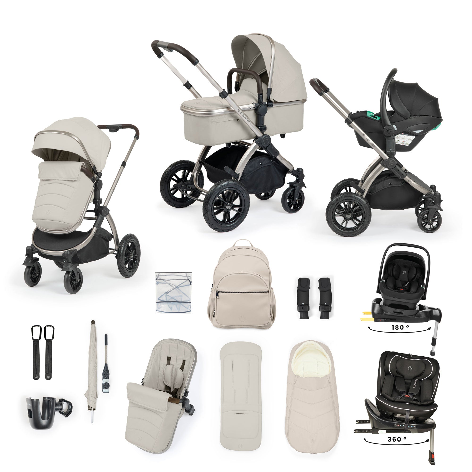 Ickle Bubba Stomp Luxe Elements Edition 16 Piece Ultimate Travel System in Moonbeam