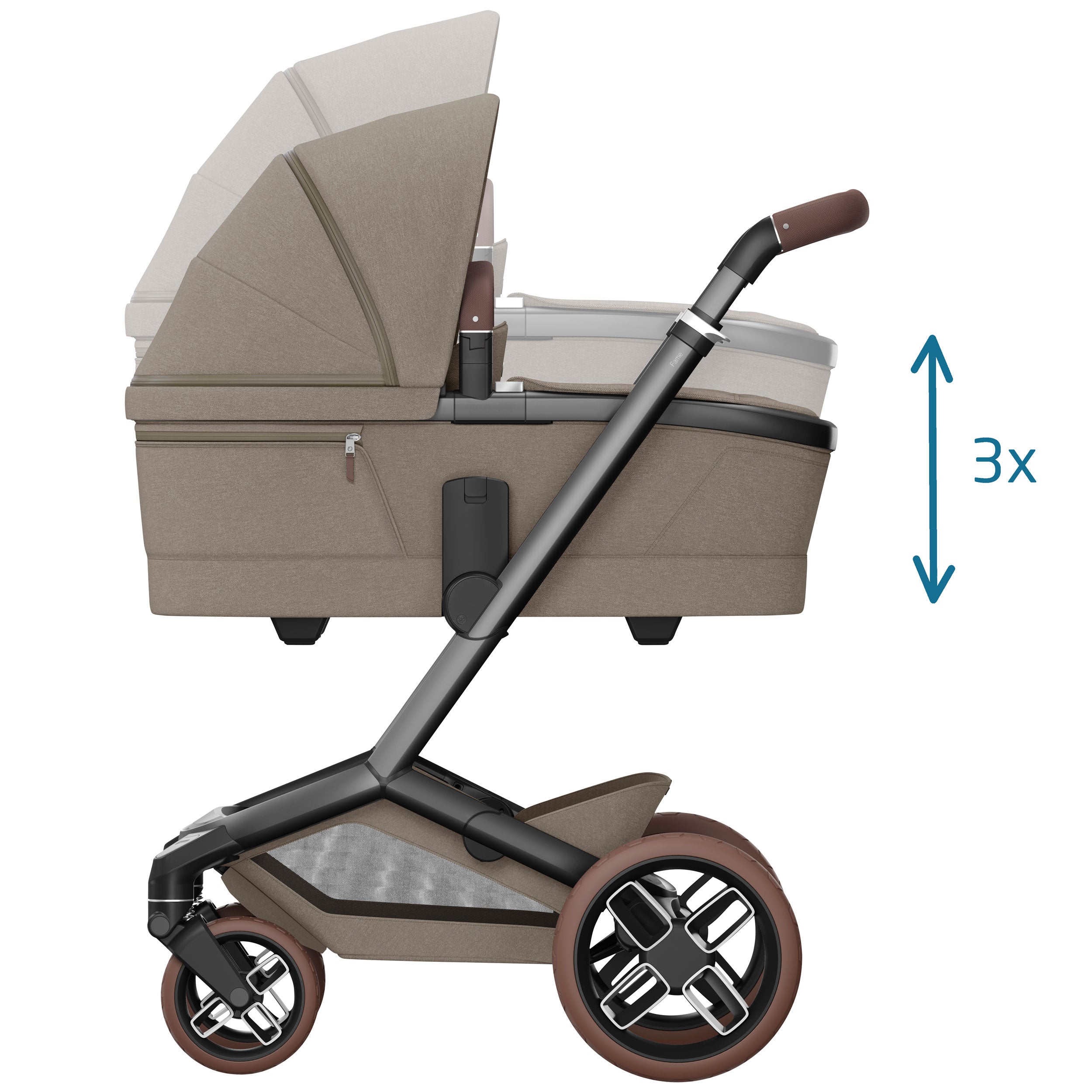Maxi-Cosi FAME Pram with Carrycot in Twillic Truffle (Brown Wheels)