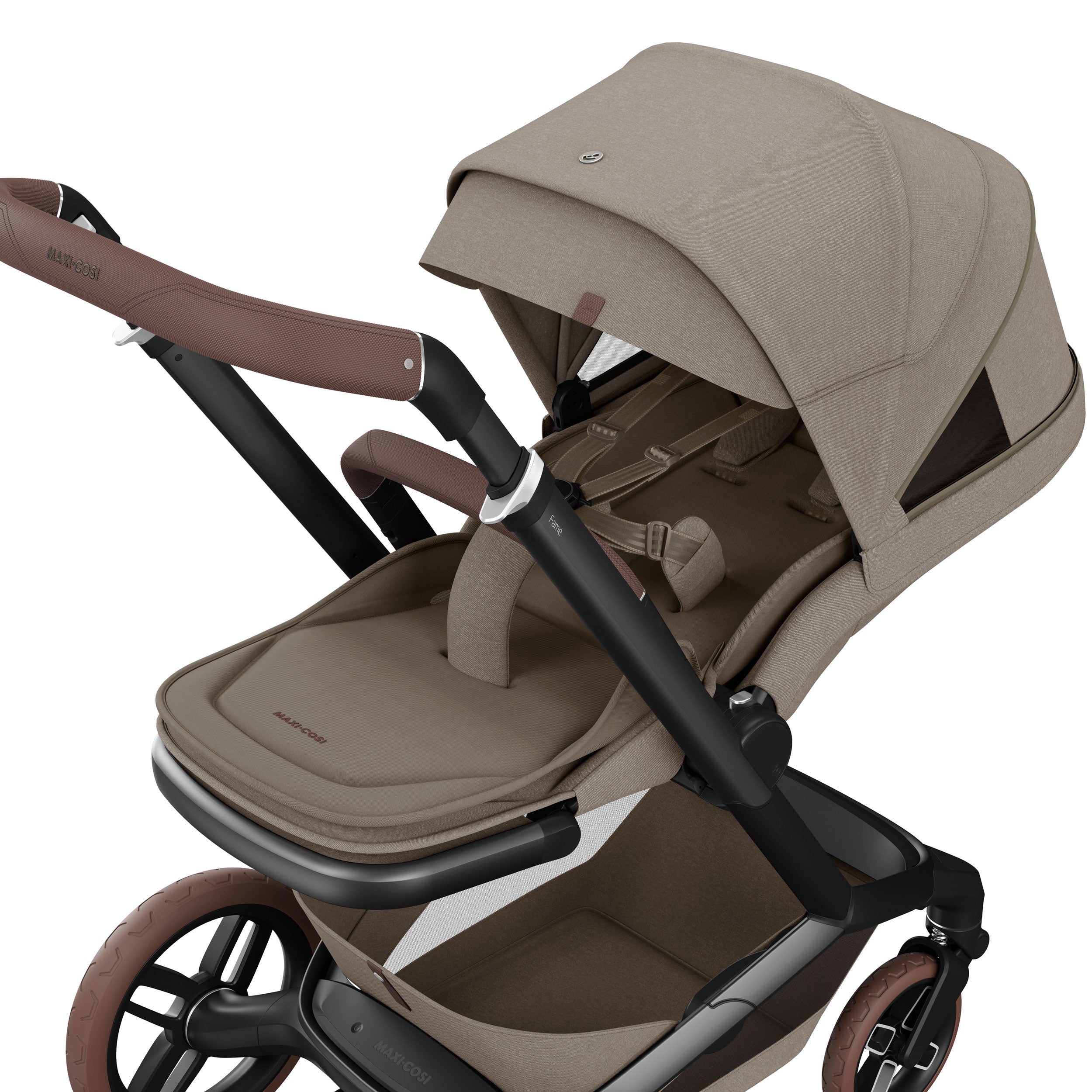 Maxi-Cosi FAME Pram with Carrycot in Twillic Truffle (Brown Wheels)